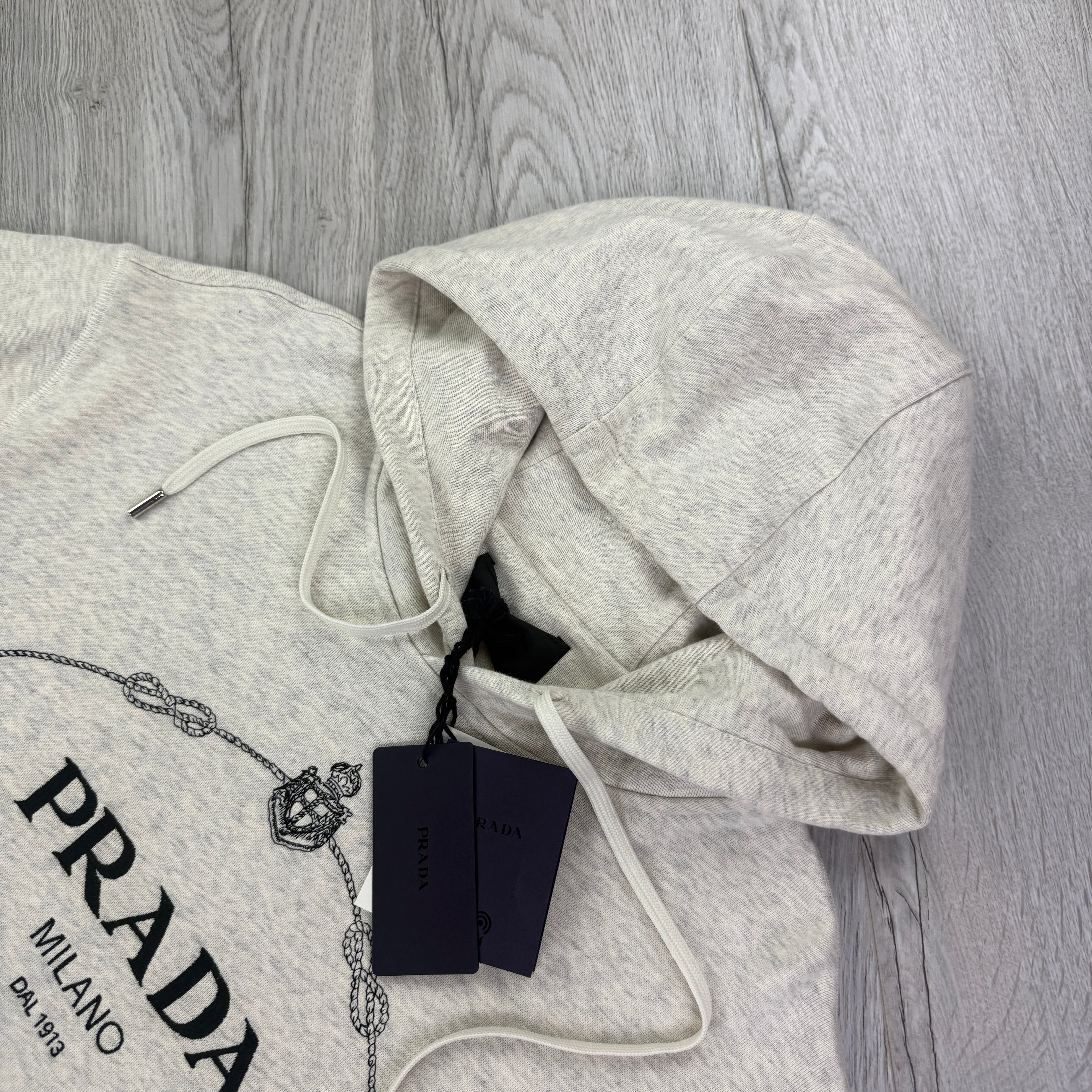 Prada Men’s Light Grey Pullover Hoodie - Small