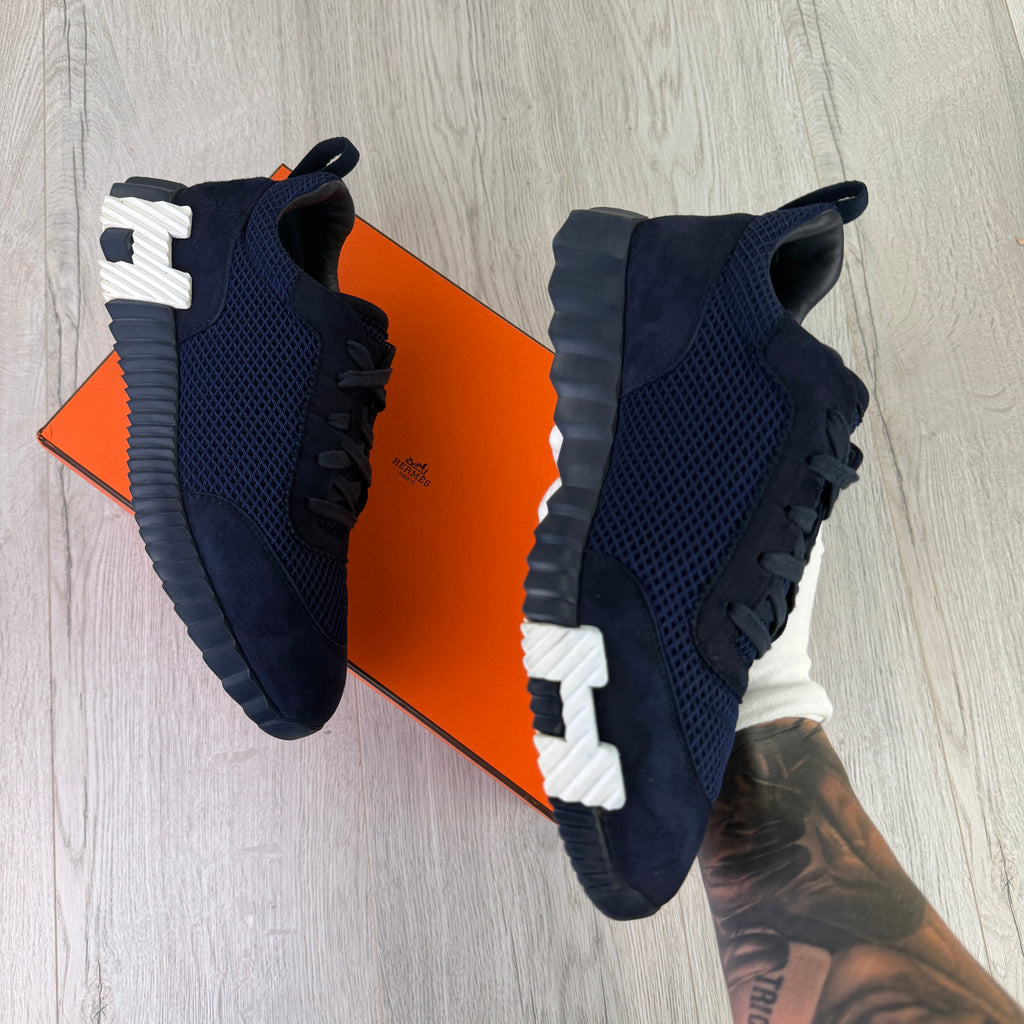 Hermes Men’s Navy Bouncing Sneakers - Uk 8