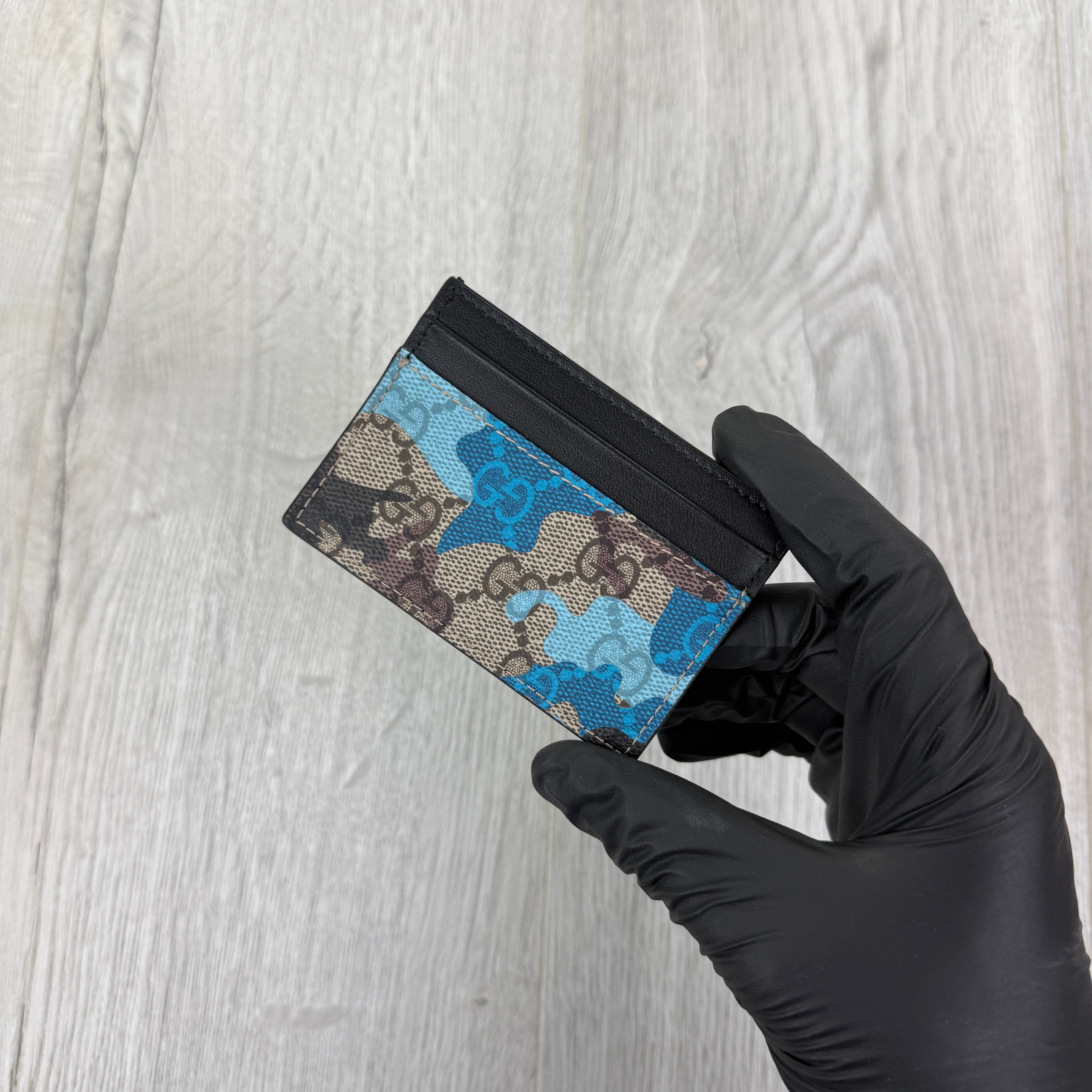Gucci GG Blue Camo Canvas Card Holder