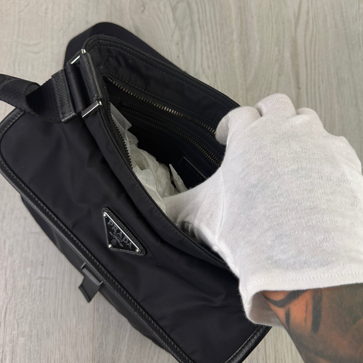 Prada Men’s Black Nylon Messenger Bag