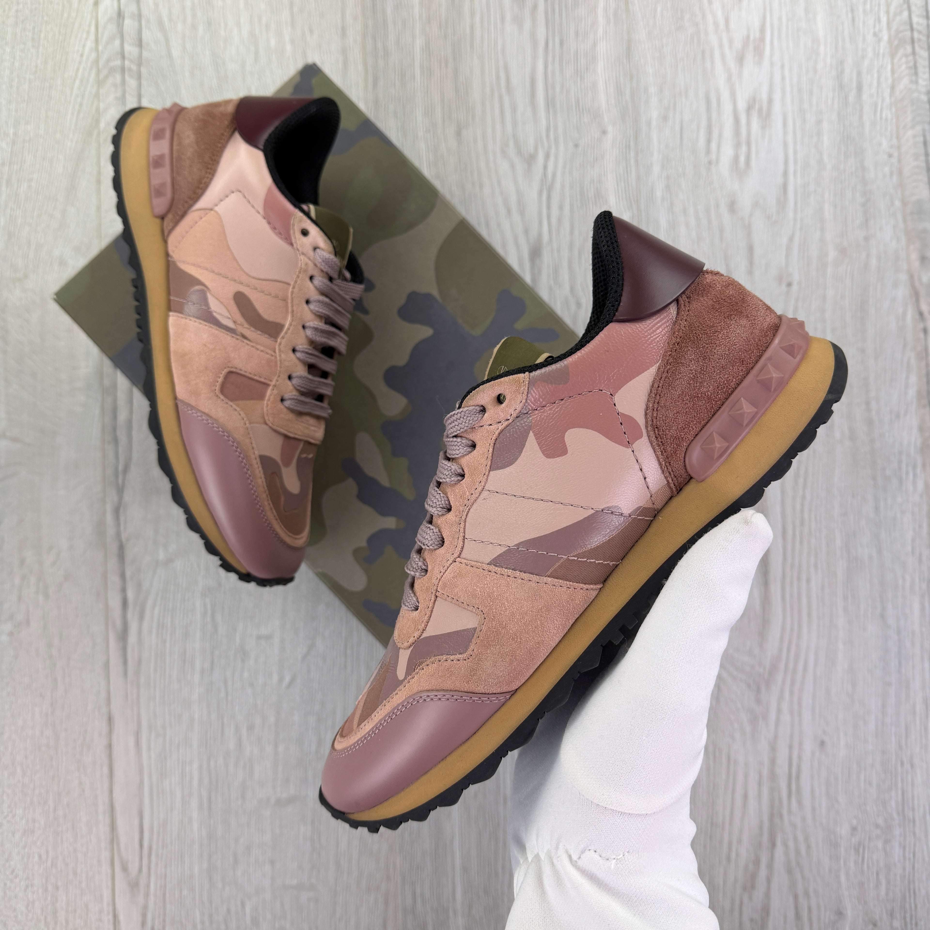 Valentino Women’s Pink Camo Rockrunner Trainers - UK 4.5