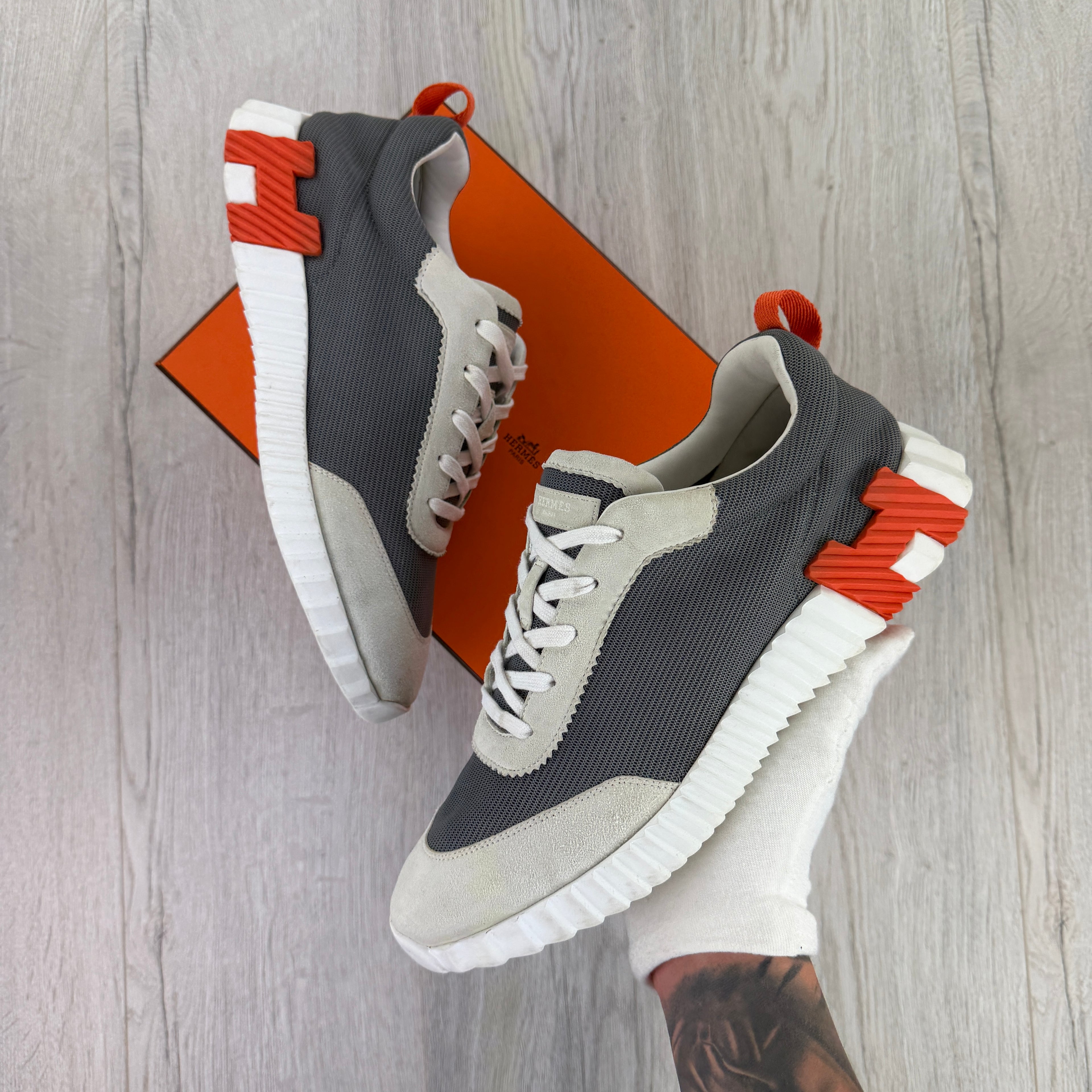 Hermes Men’s Beige Bouncing Sneakers - 43 (Uk 9)