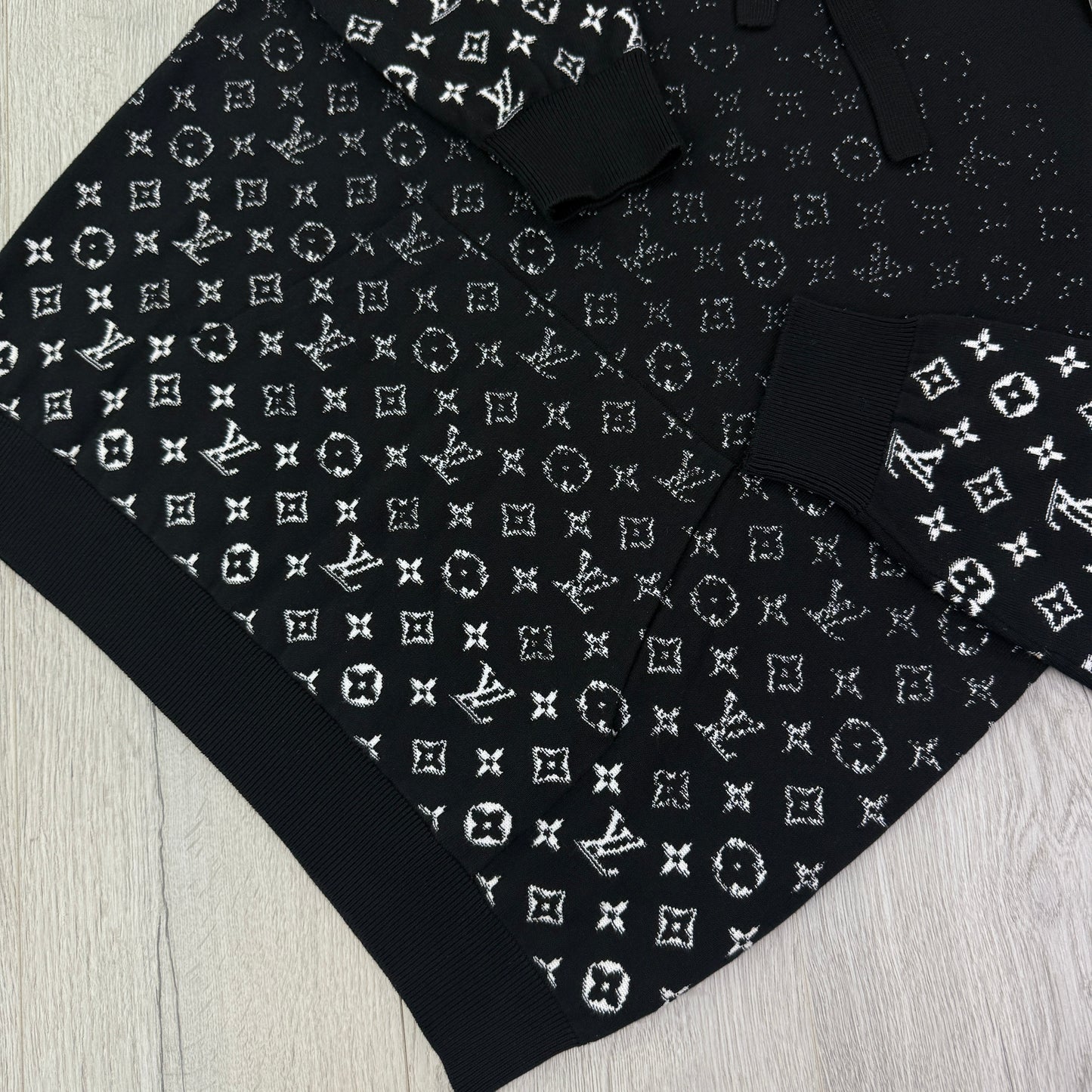Louis Vuitton Men’s Black Monogram Gradient Pullover Hoodie - Large