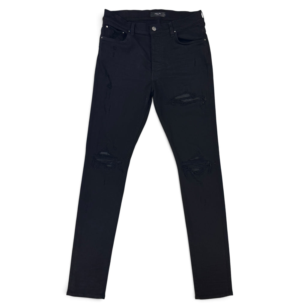 Amiri Men’s All Black Distressed Jeans - Uk 34