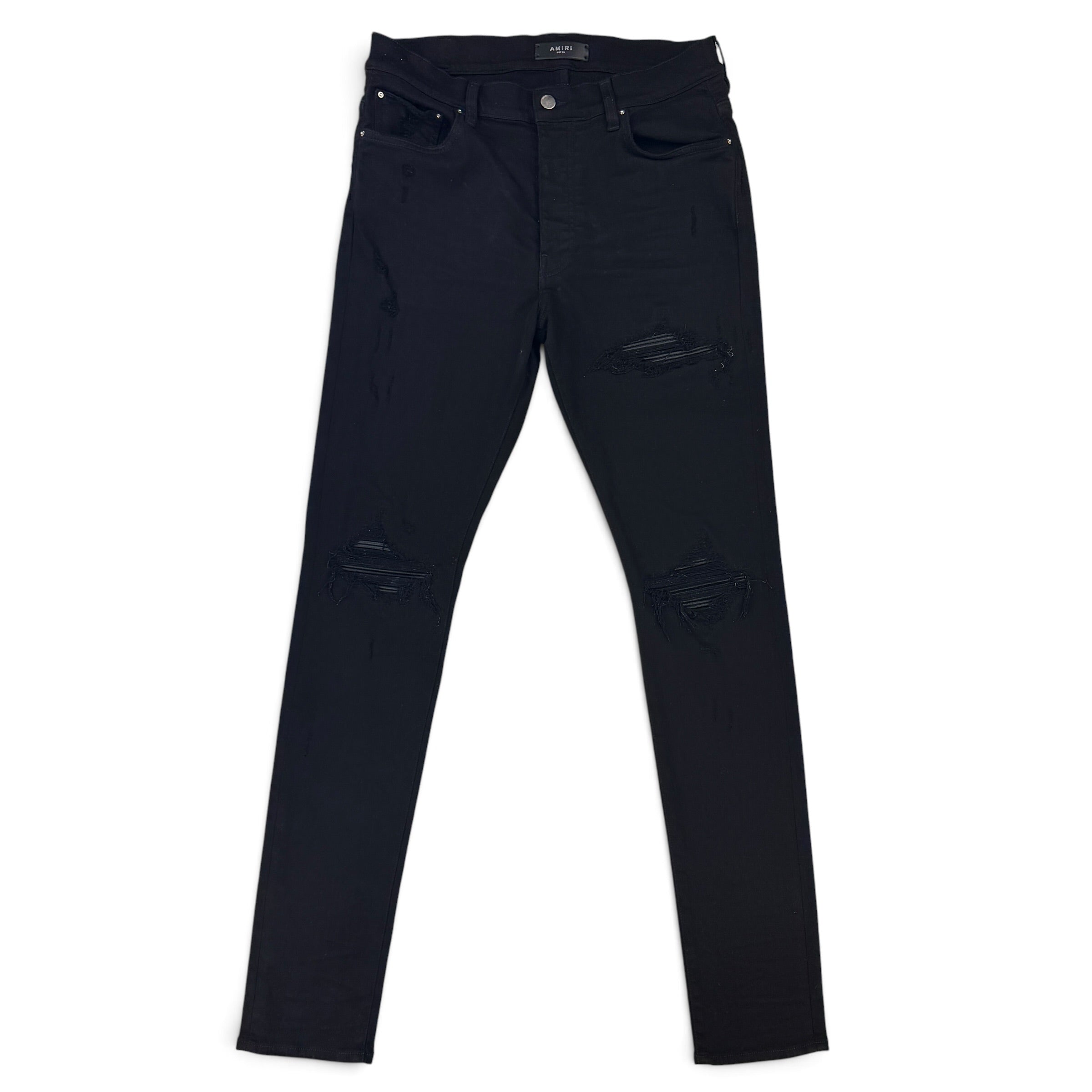Amiri Men’s All Black Distressed Jeans - Uk 34