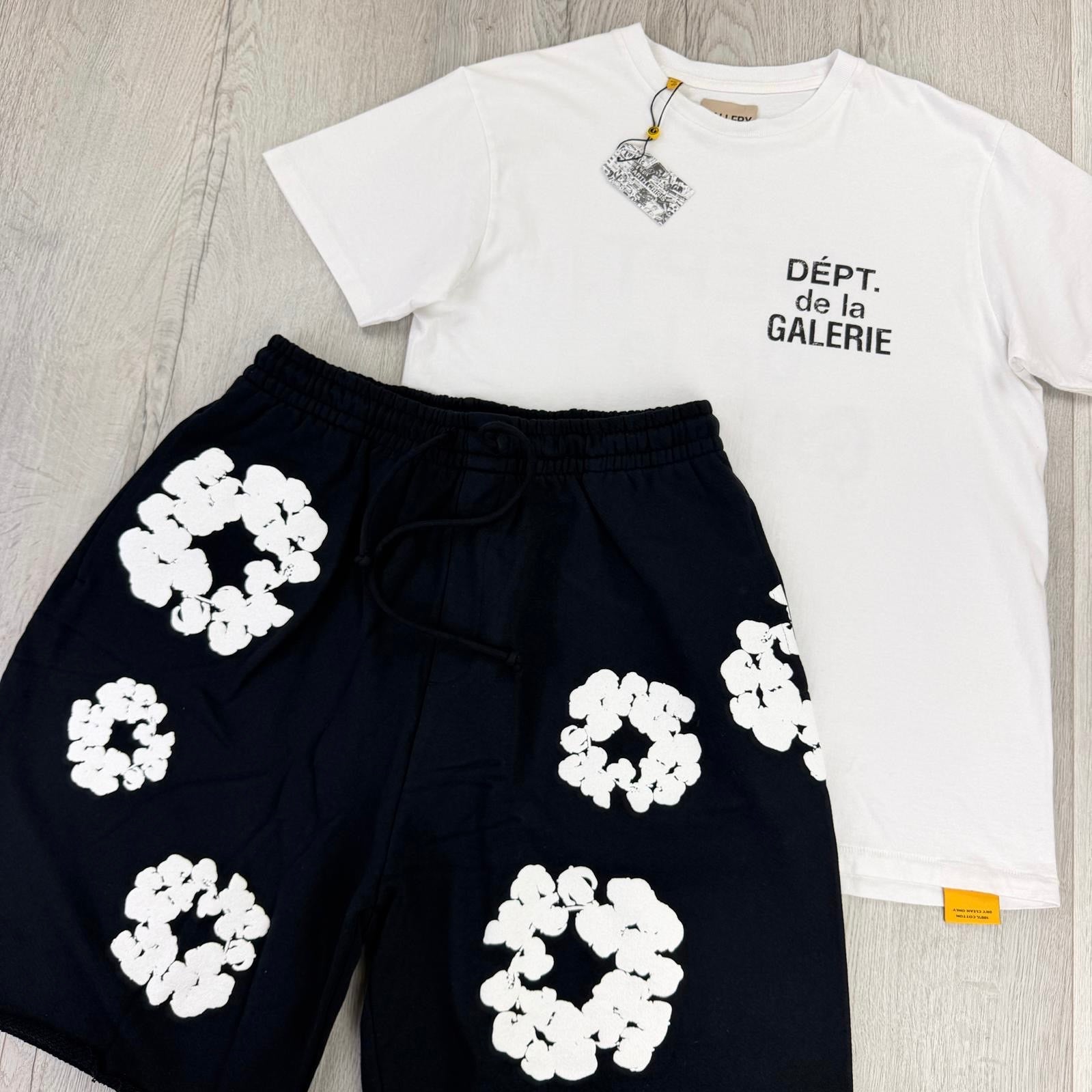 Gallery Dept Men’s White T-shirt & Denim Tears Shorts Set