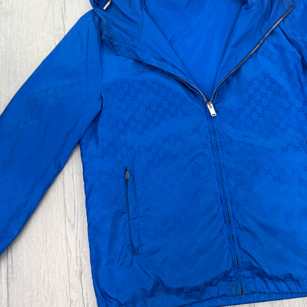 Gucci Men’s Royal Blue Zip-up Monogram Windbreaker - Medium