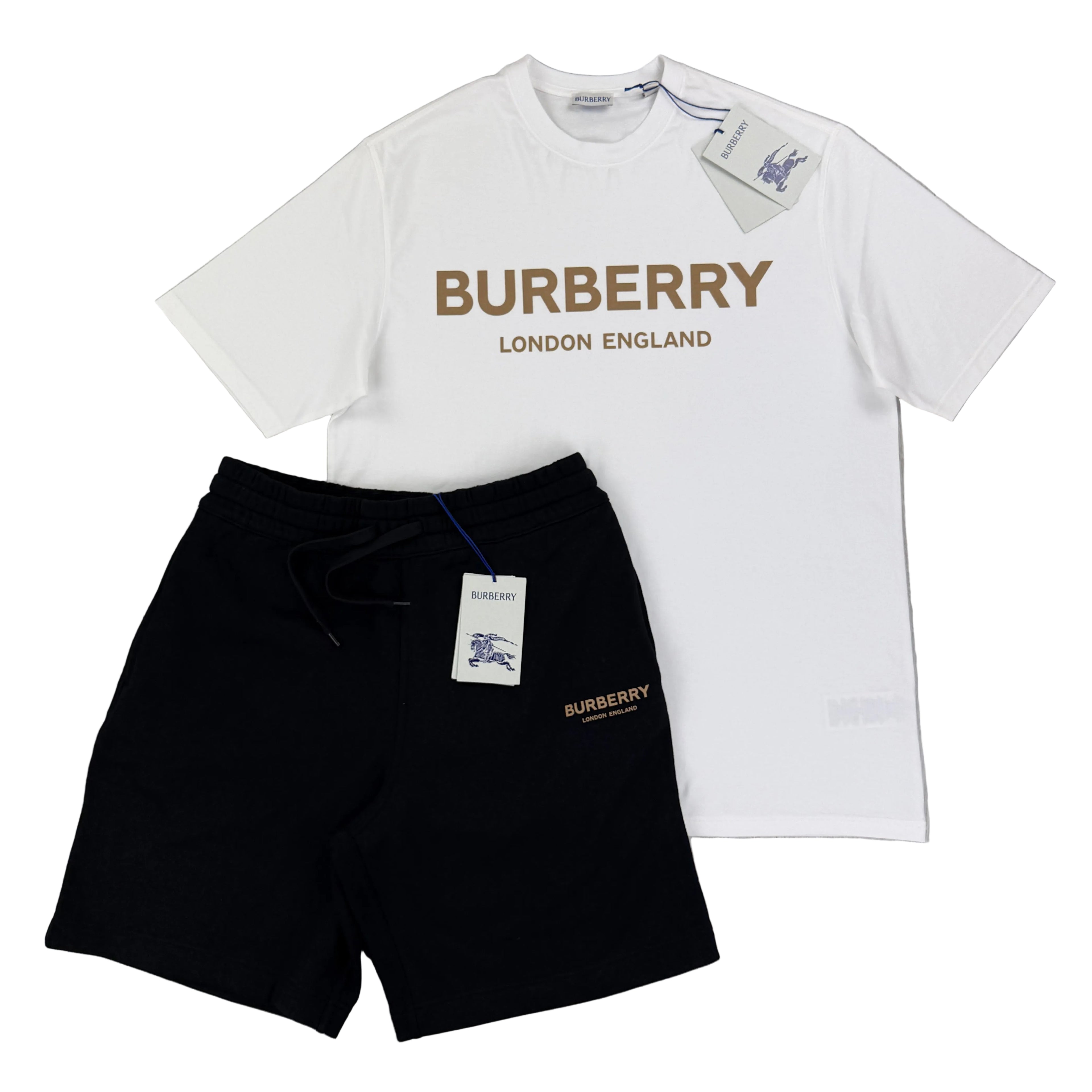 Burberry Men’s White T-shirt & Shorts Set