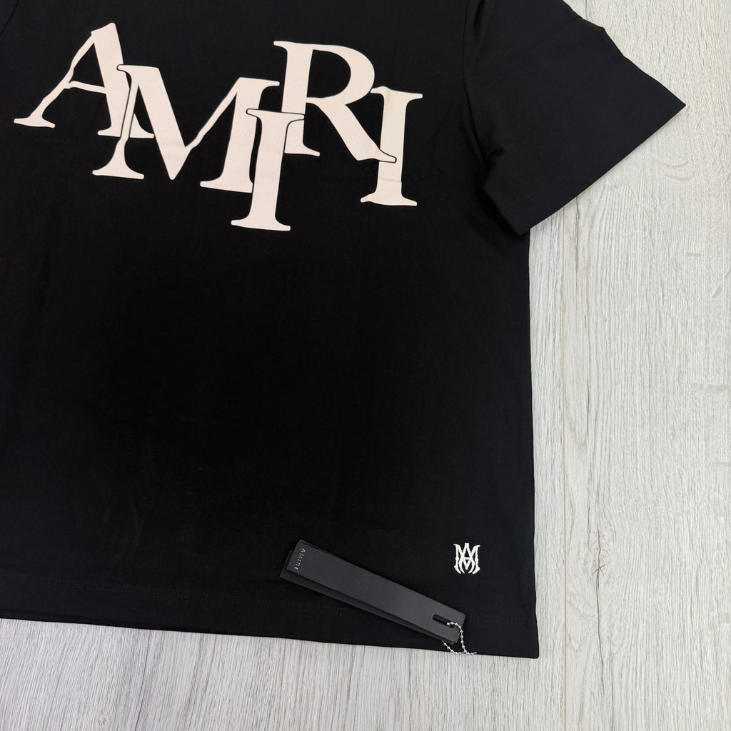 Amiri Men’s Black T-shirt With White Logo