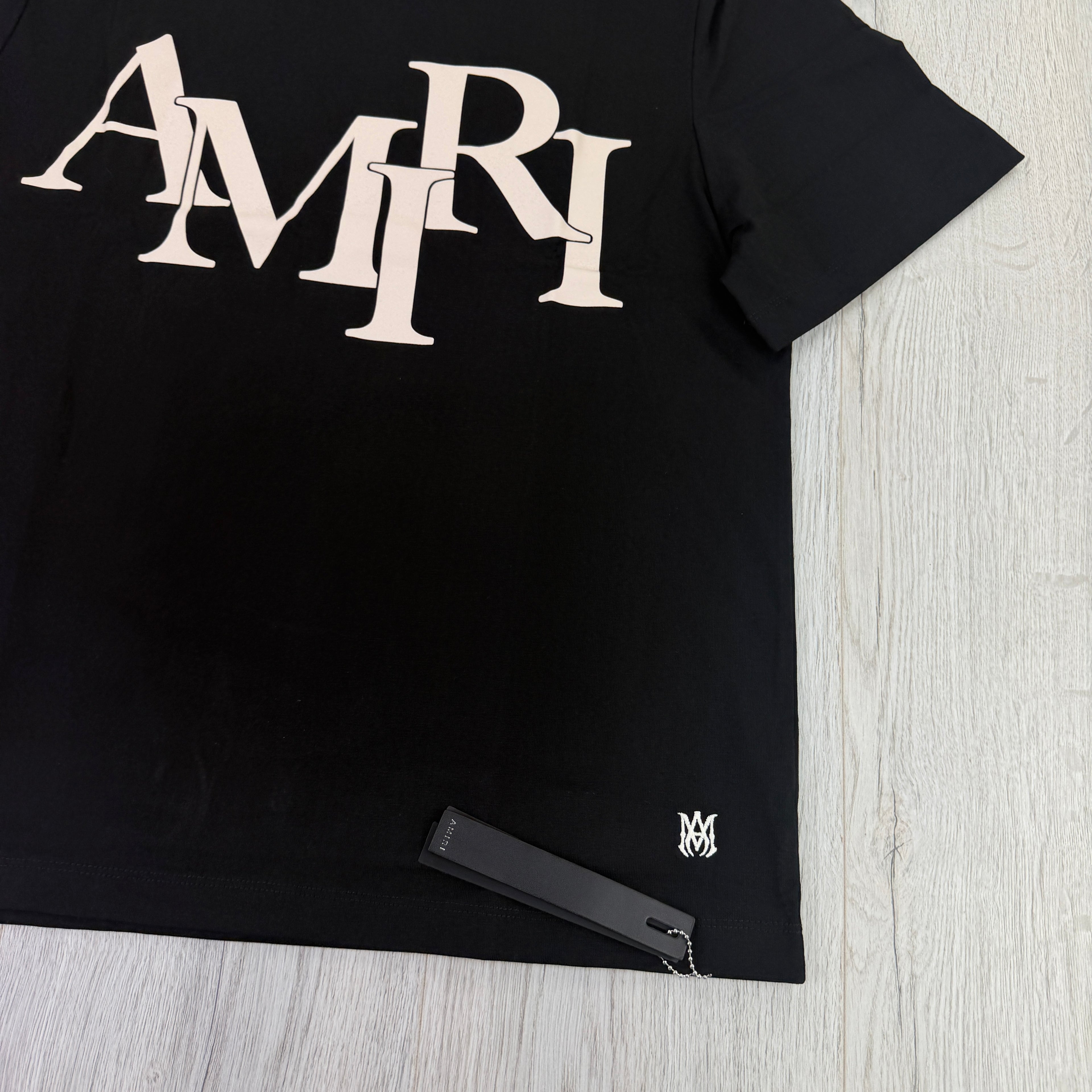 Amiri Men’s Black T-shirt With White Logo
