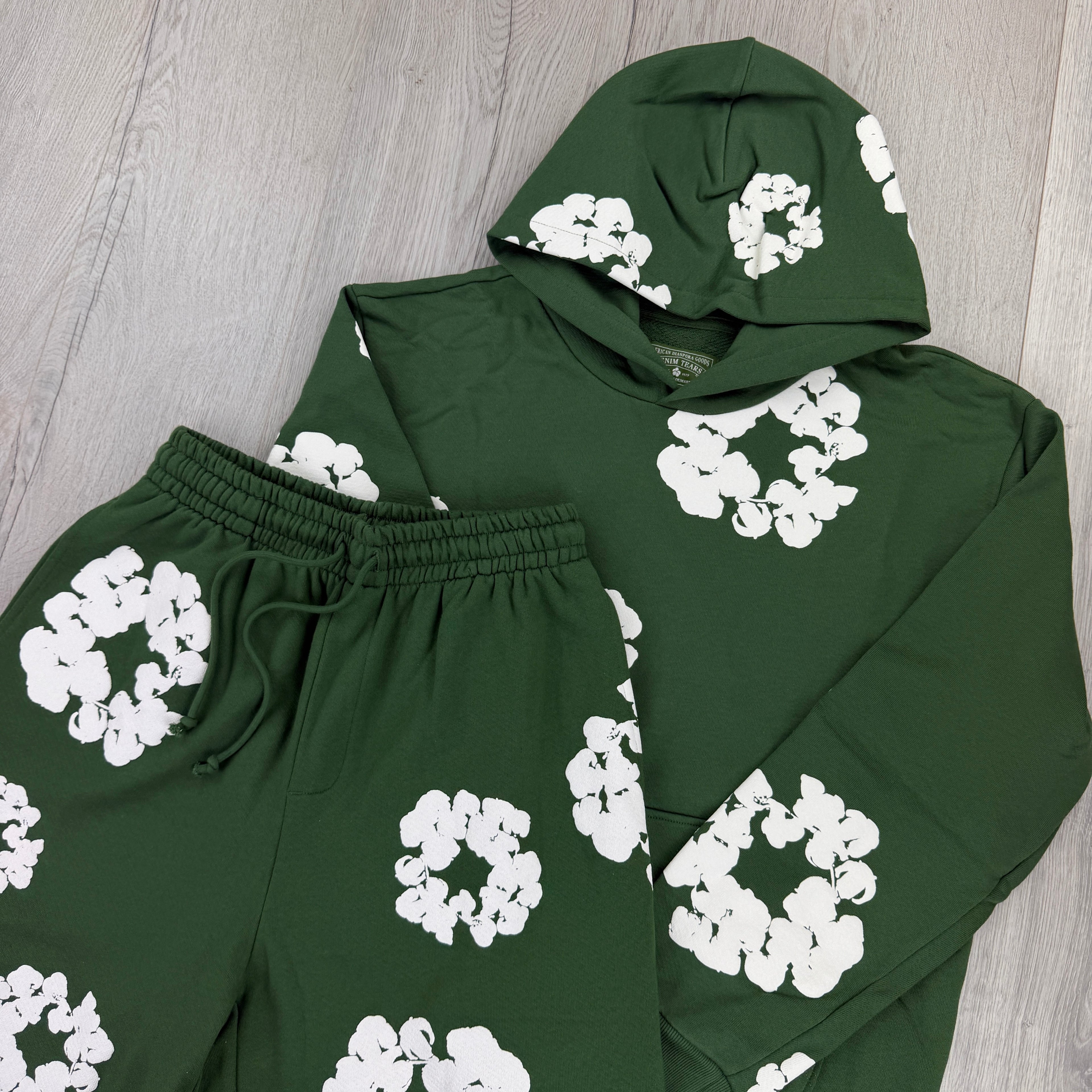 Denim Tears Men’s Green Hoodie & Shorts Set