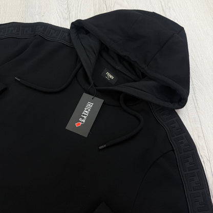 Fendi Men’s Black Pullover Hoodie FF Logo Down Sleeve - Medium