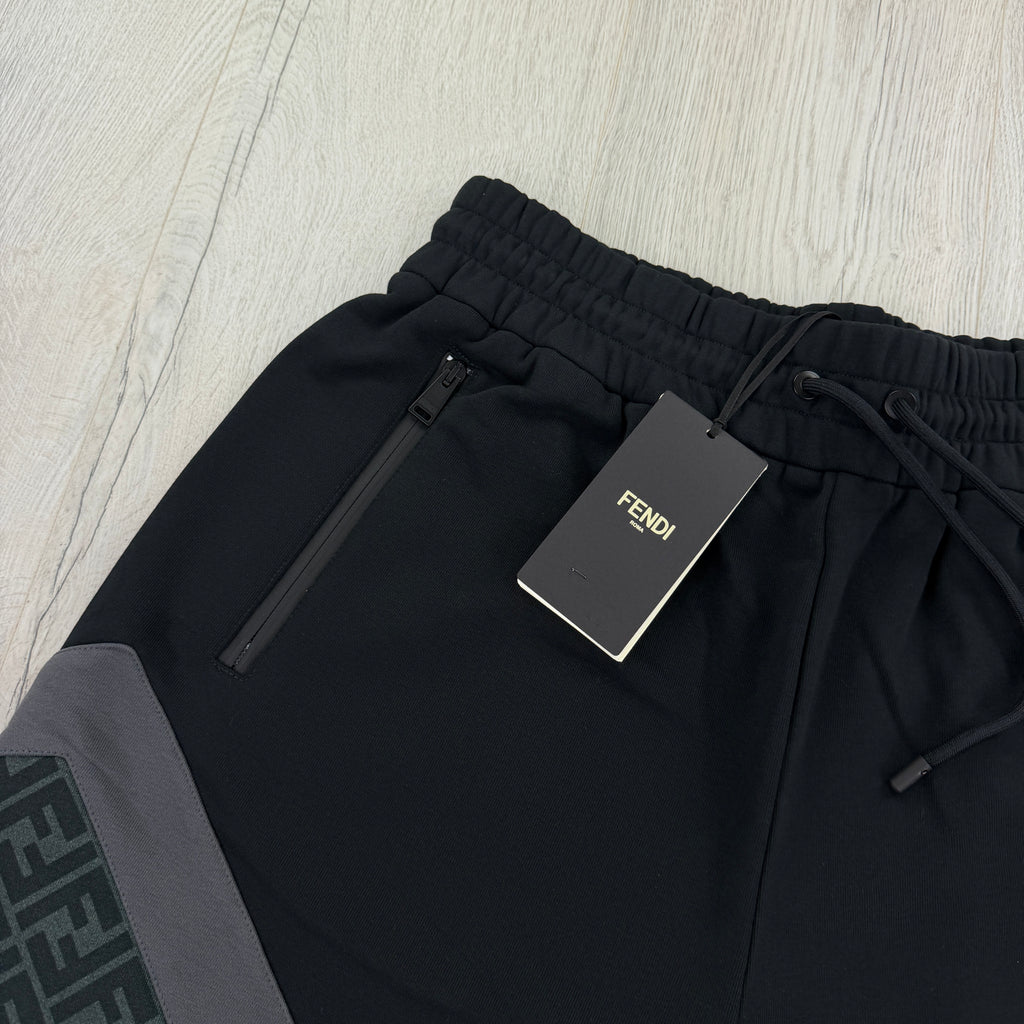 Fendi Men’s Black FF Cotton Diagonal Monogram Shorts - L/XL