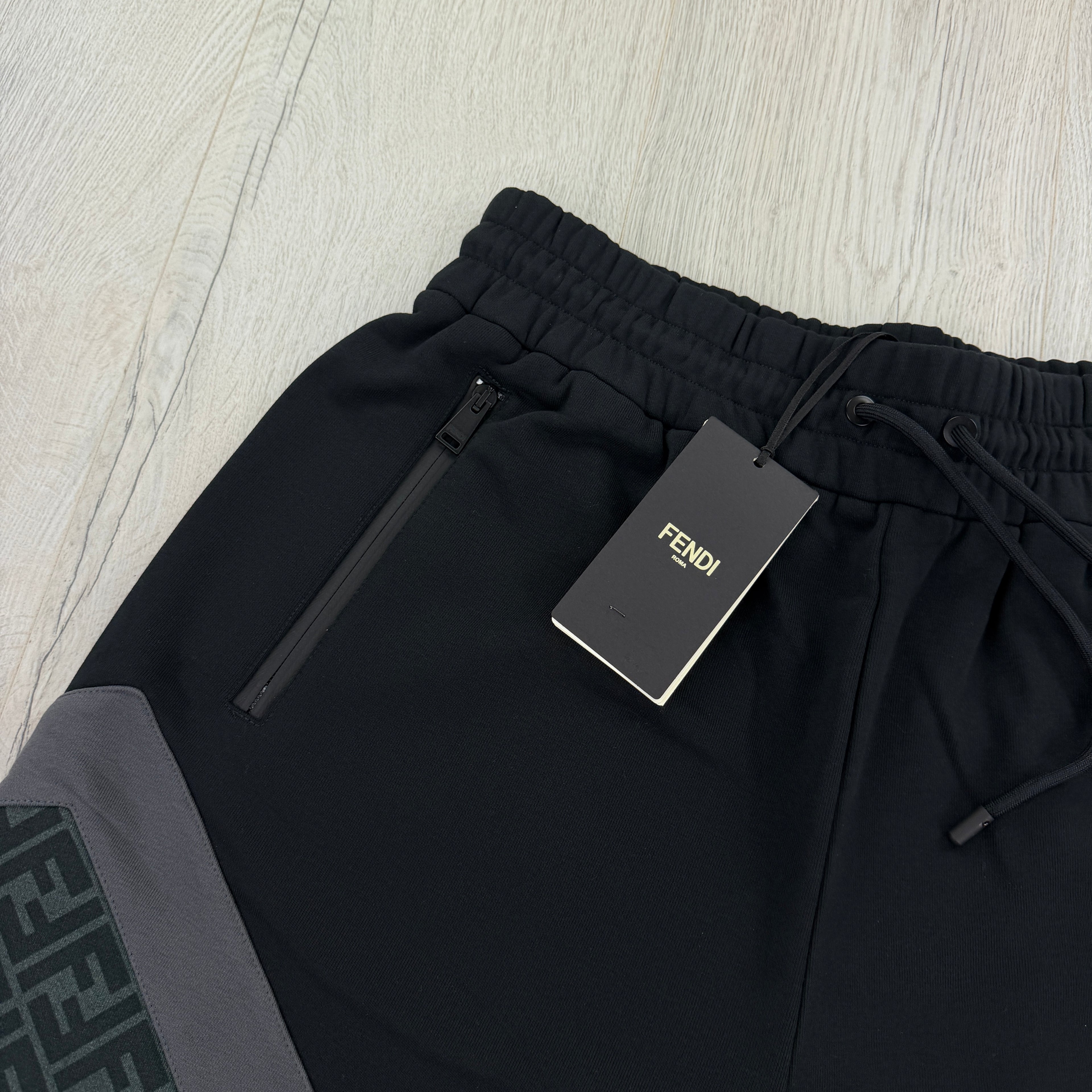 Fendi Men’s Black FF Cotton Diagonal Monogram Shorts - L/XL