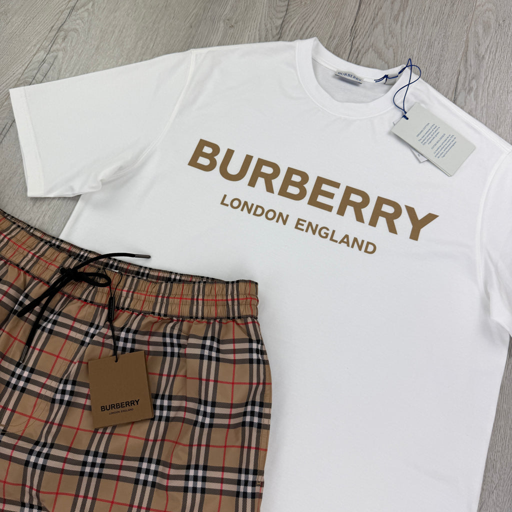 Burberry Men’s White T-shirt & Shorts Set