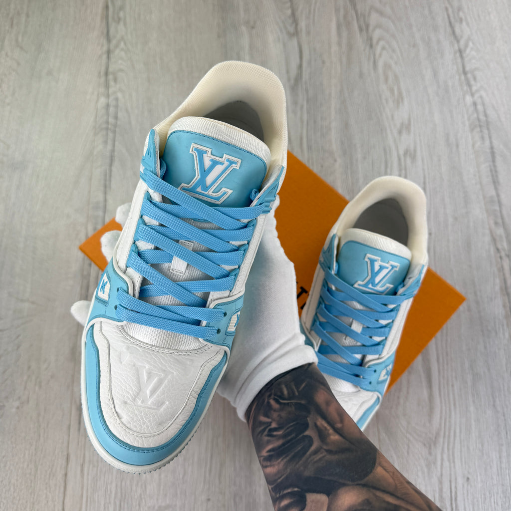 Louis Vuitton Men’s Blue & White Low Trainers - Uk 7 (Fit 7.5)