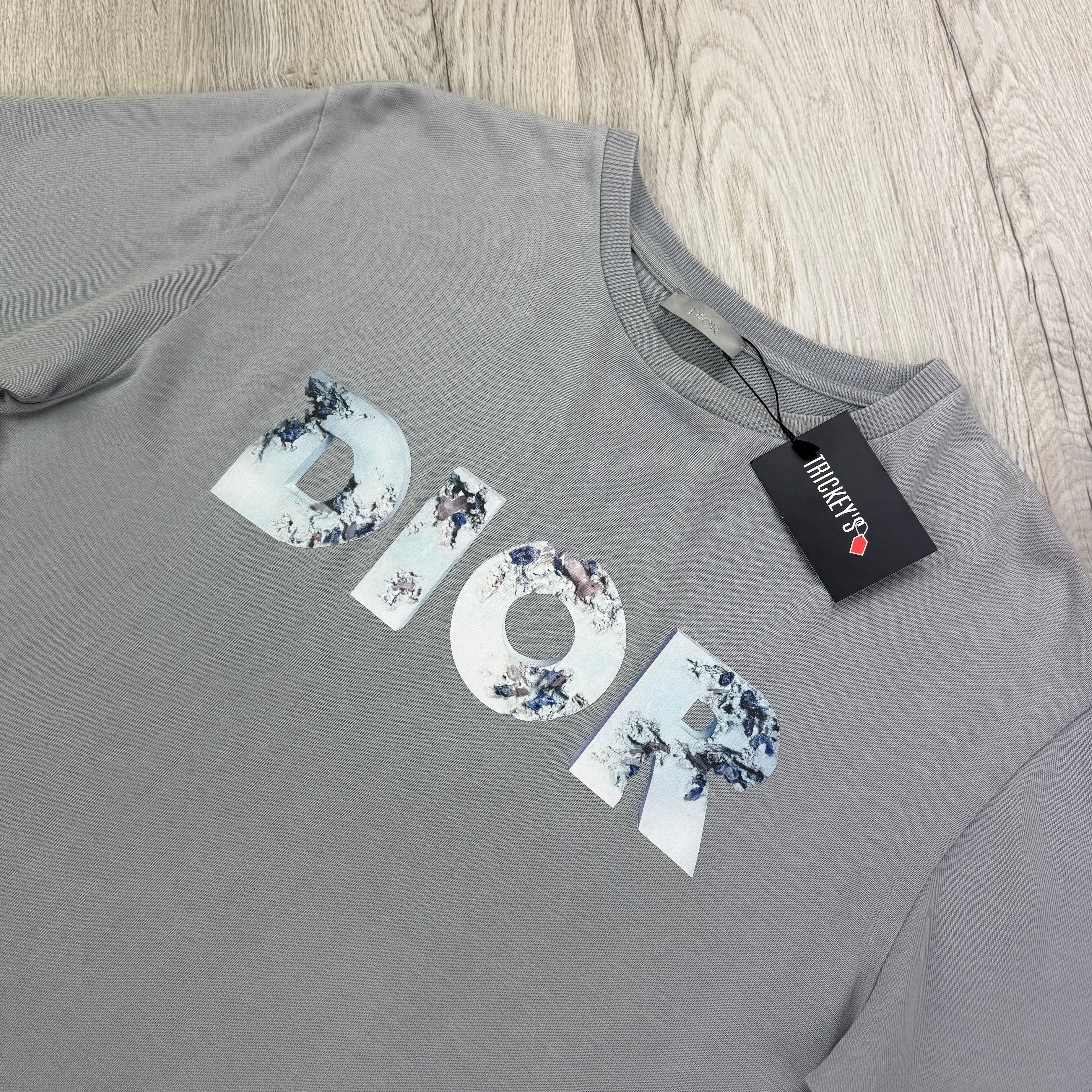 Dior Daniel Arsham コラボ　プリント Tシャツ グレー Dior Daniel Arsham Grey Oblique T-Shirt – Savonches