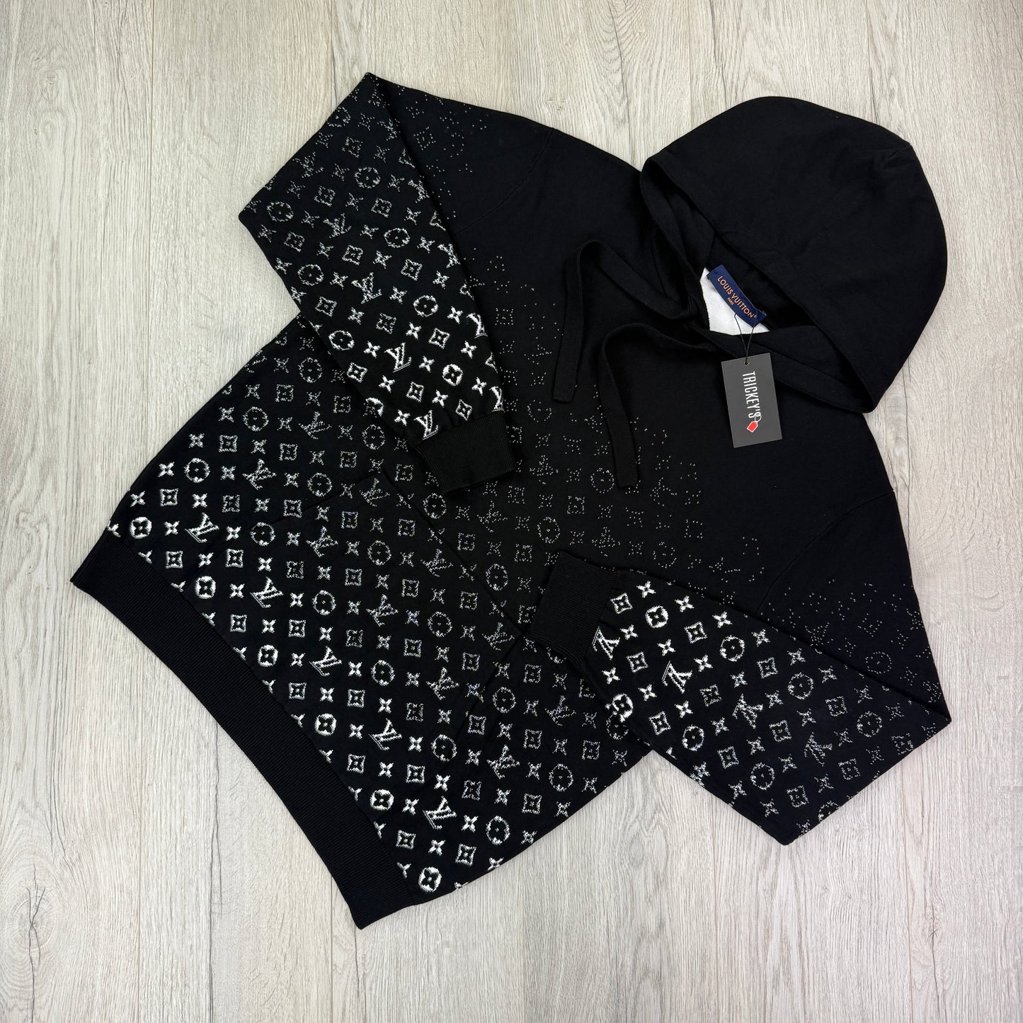 Louis Vuitton Men’s Black Monogram Gradient Pullover Hoodie - Large