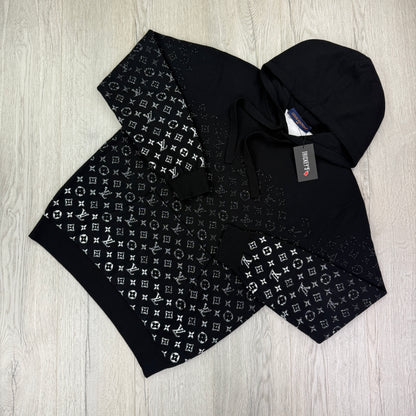 Louis Vuitton Men’s Black Monogram Gradient Pullover Hoodie - Large