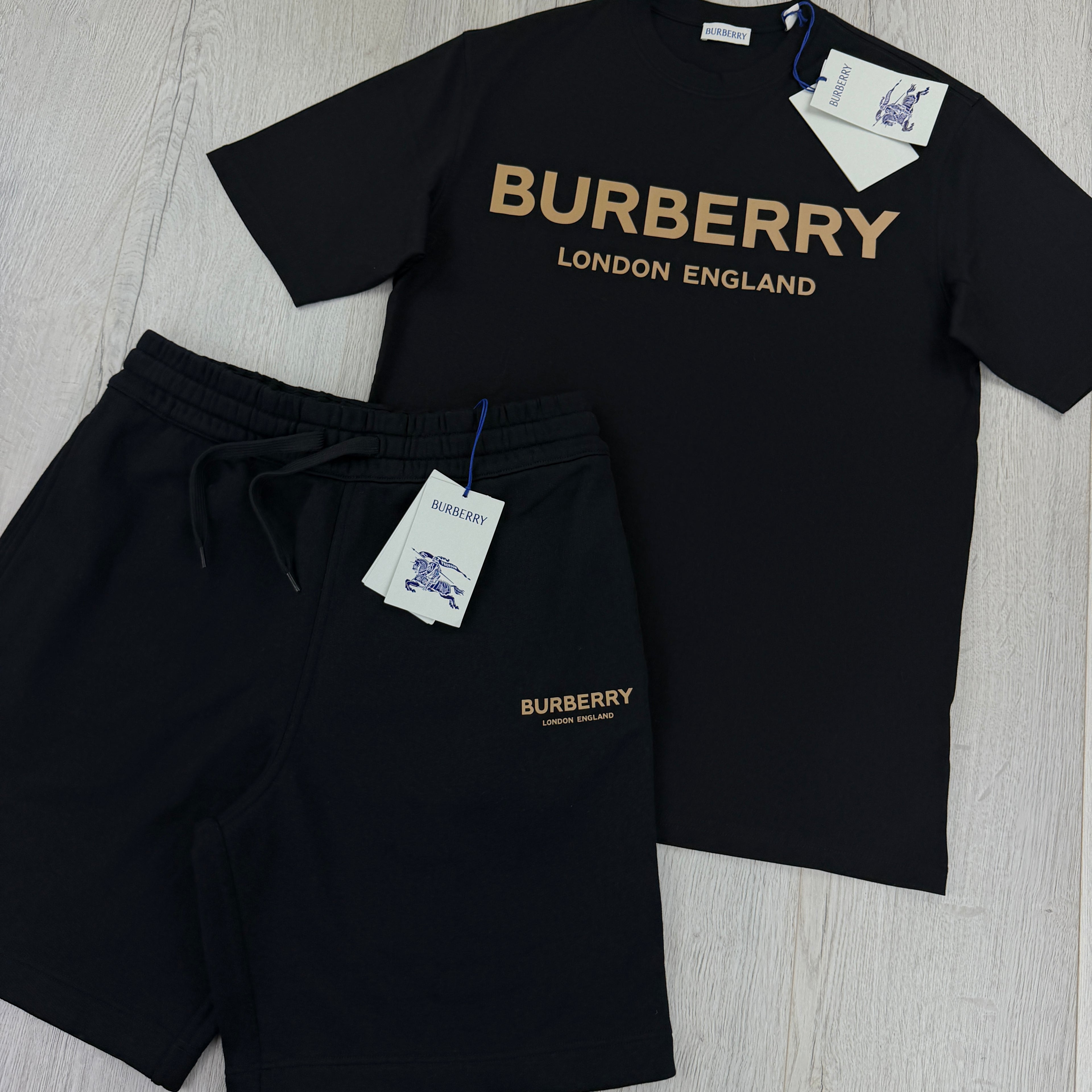 Burberry Men’s Black T-shirt & Shorts Set
