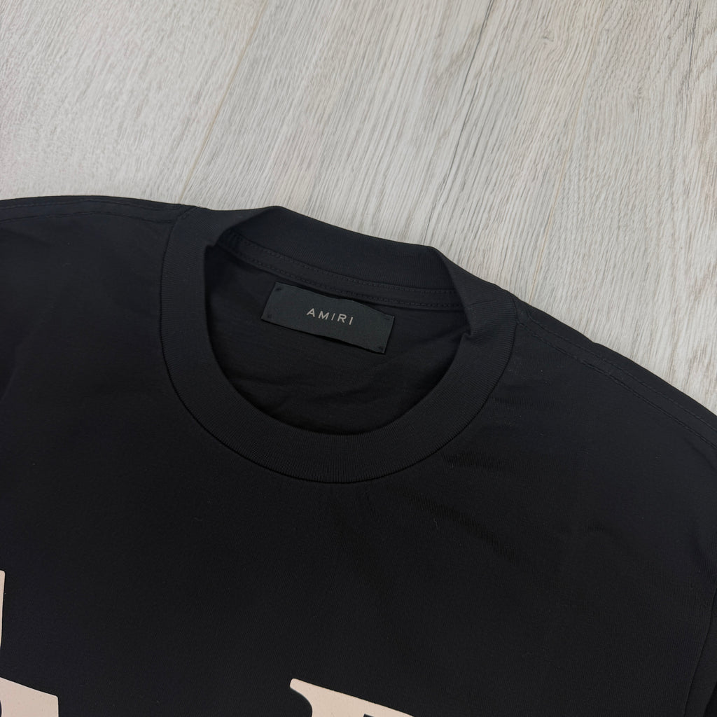 Amiri Men’s Black T-shirt With White Logo