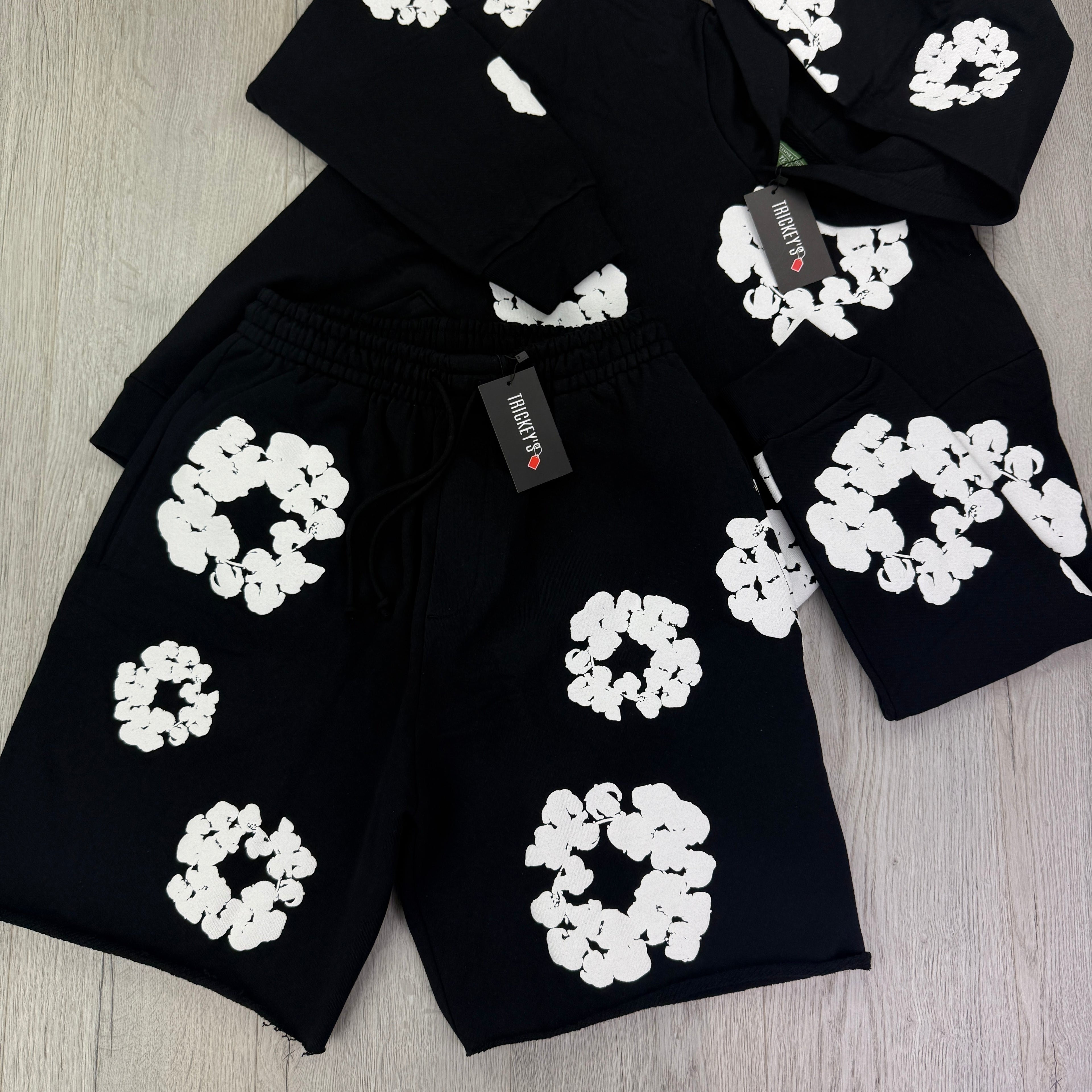 Denim Tears Men’s Black Shorts & Hoodie Set