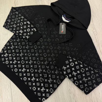 Louis Vuitton Men’s Black Monogram Gradient Pullover Hoodie - Medium