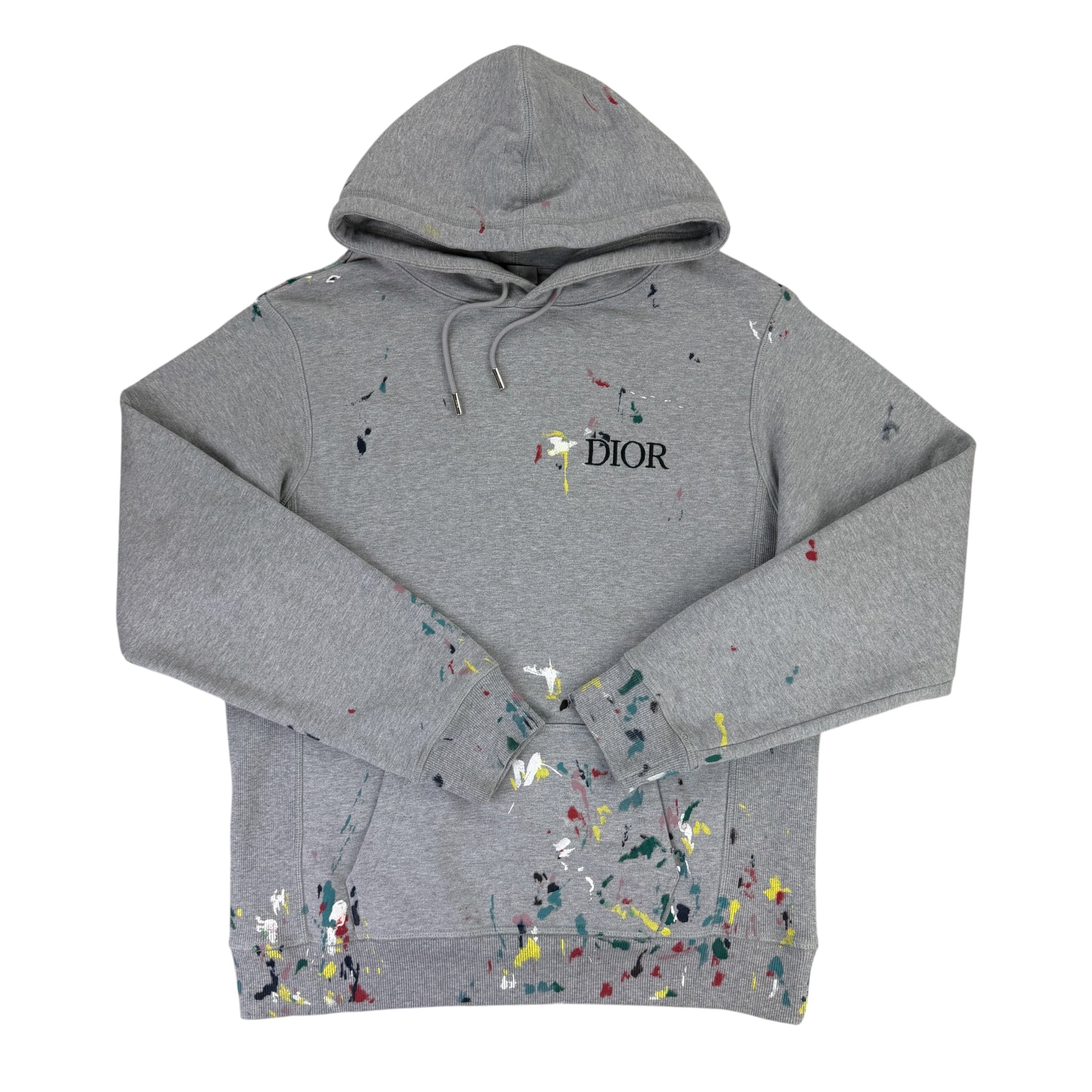 Dior Men’s Grey Paint Splattered Hoodie  - Small