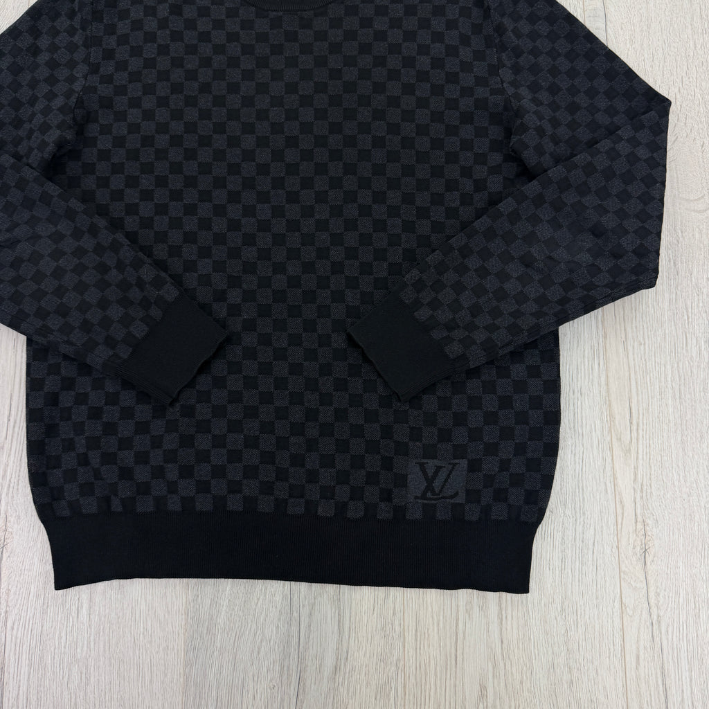 Louis Vuitton Men’s Damier Print Crewneck Jumper - Small