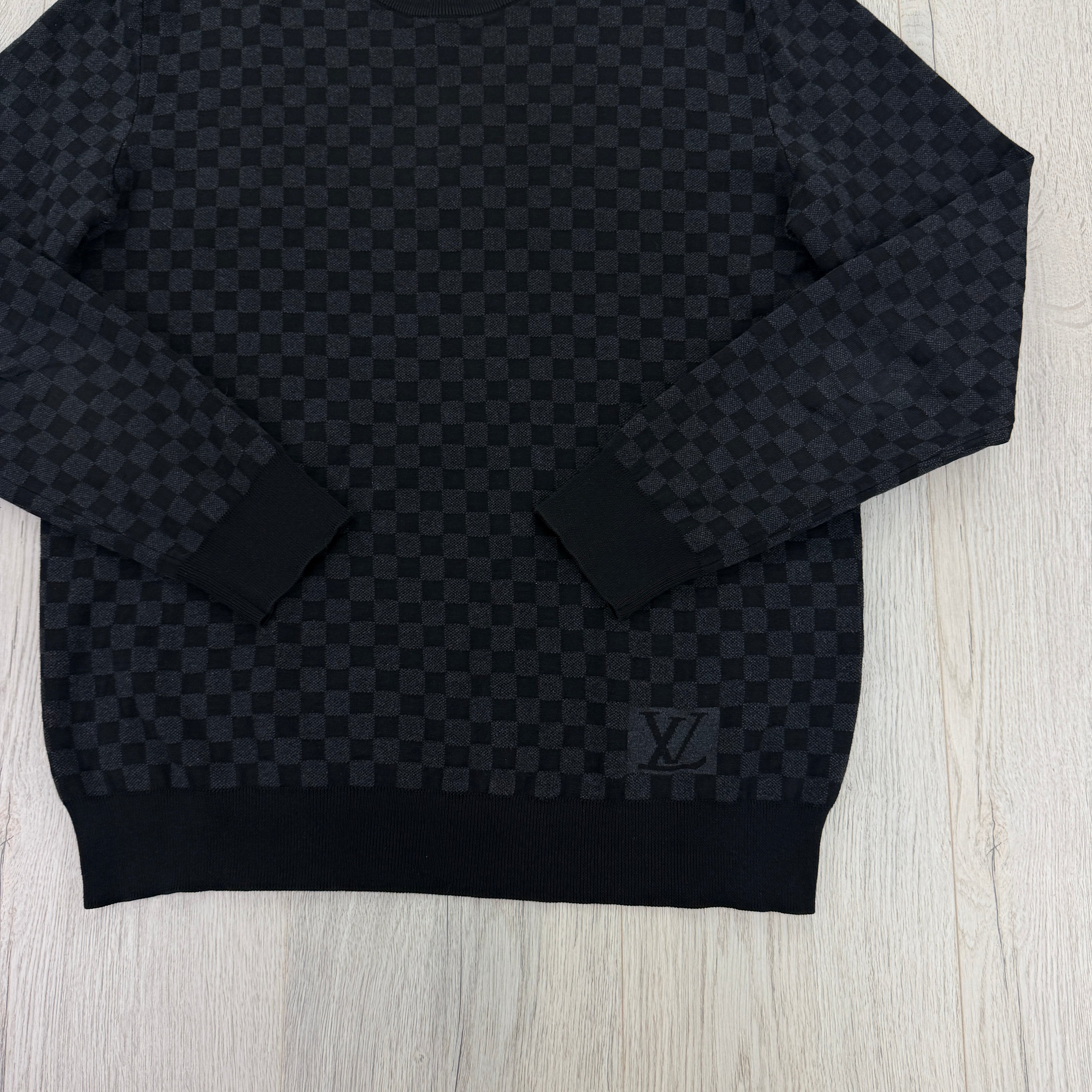 Louis Vuitton Men’s Damier Print Crewneck Jumper - Small