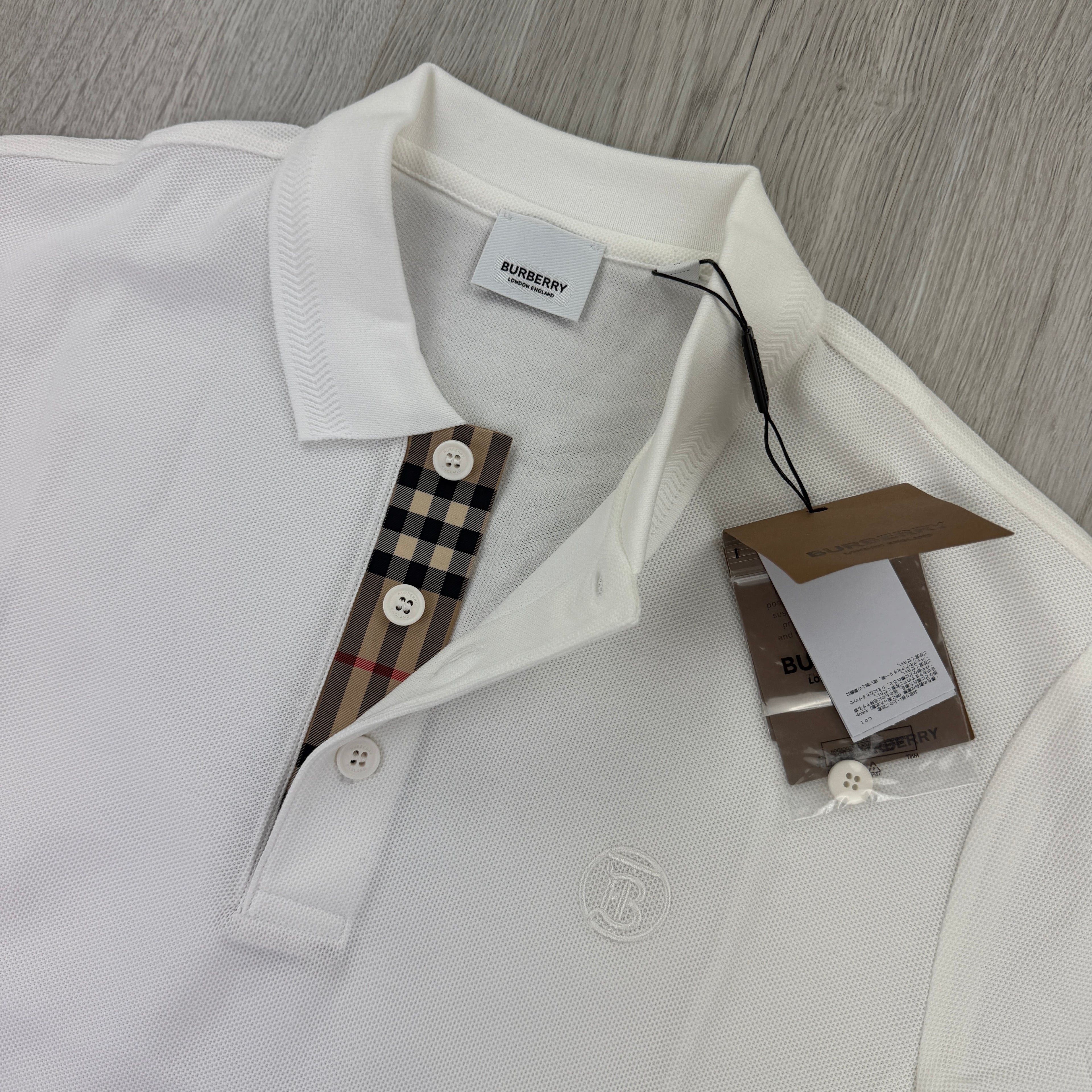 Burberry Men’s White Polo Shirt - Medium