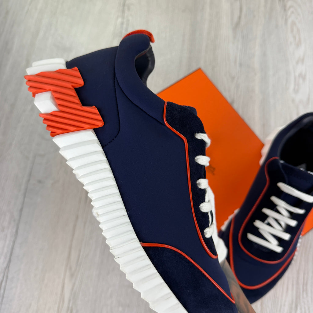 Hermes Men’s Navy Orange Bouncing Sneakers - 45 (Fit Uk 11)
