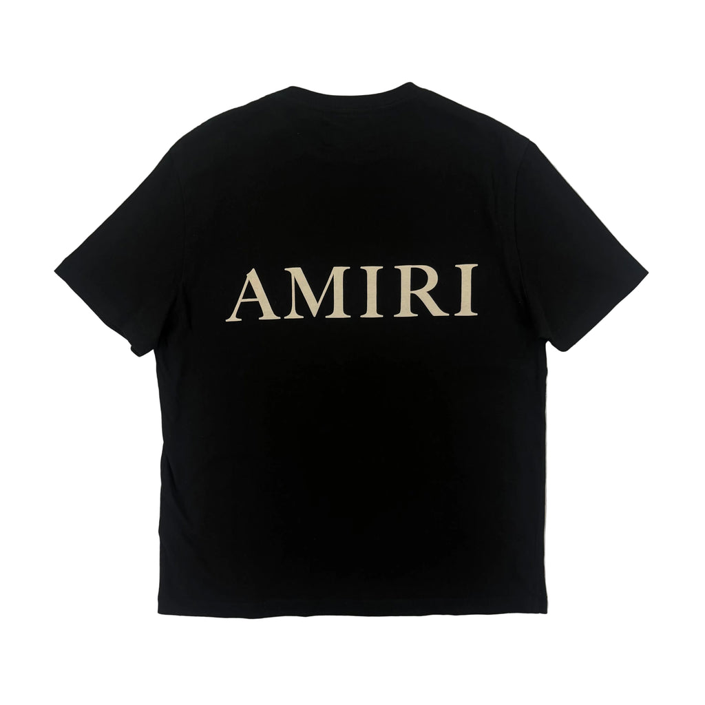 Amiri Men’s Black T-shirt With White Logo - Small