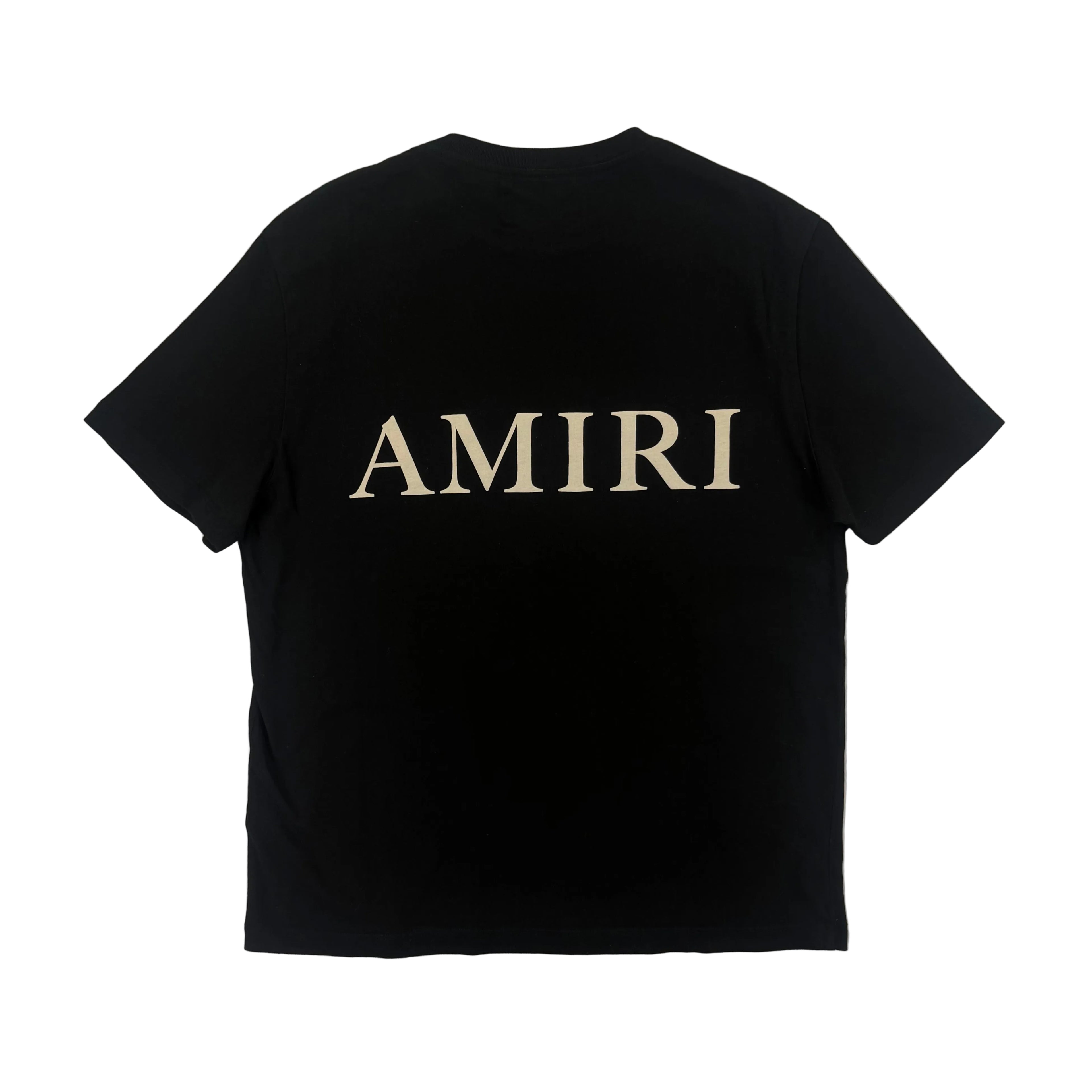 Amiri Men’s Black T-shirt With White Logo - Small