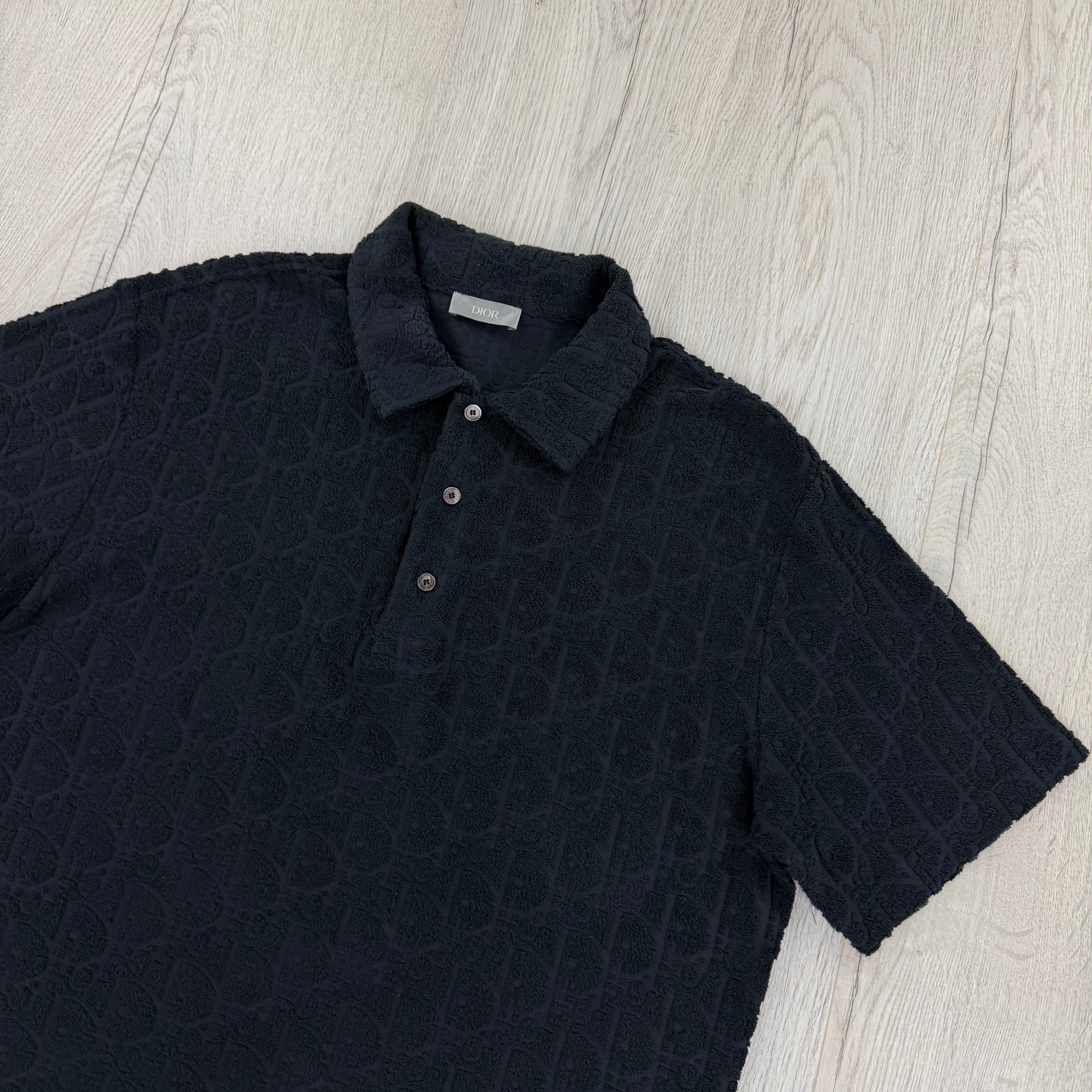 Dior Men’s Navy Oblique Towel Polo Shirt - Small (Fit Medium)