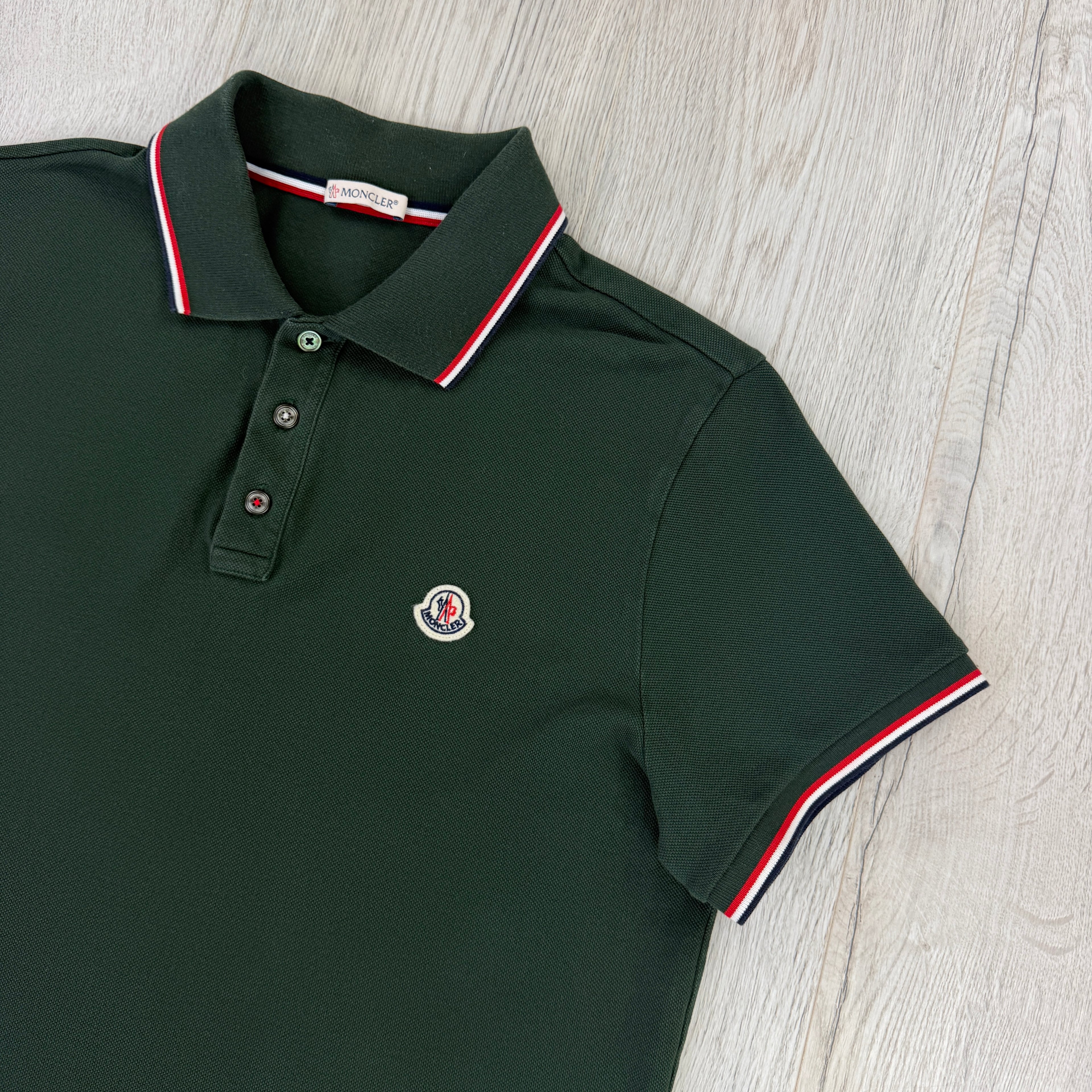 Moncler Men’s Green Polo Shirt - Large Slim