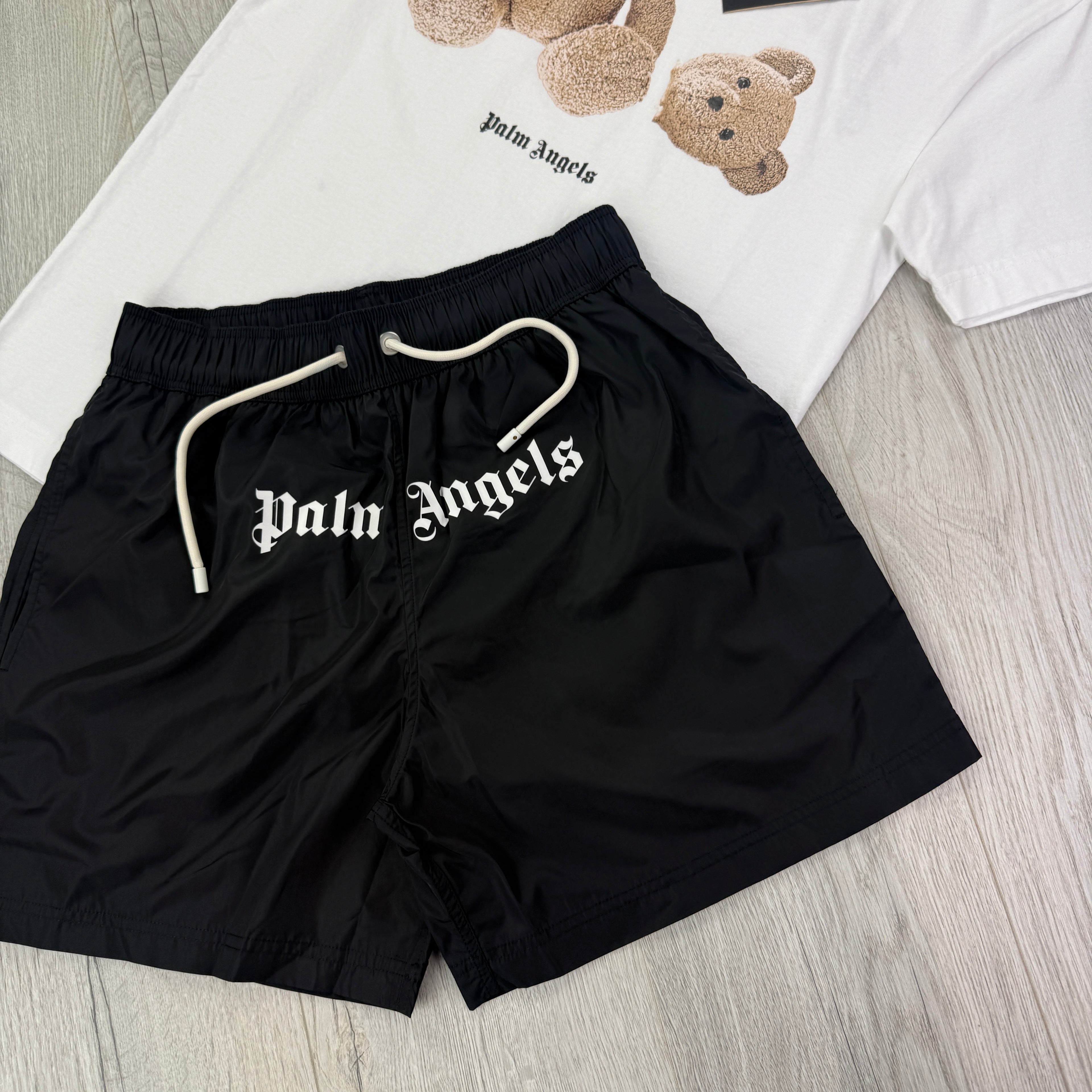 Palm Angels Men’s White T-shirt & Swim Short Set