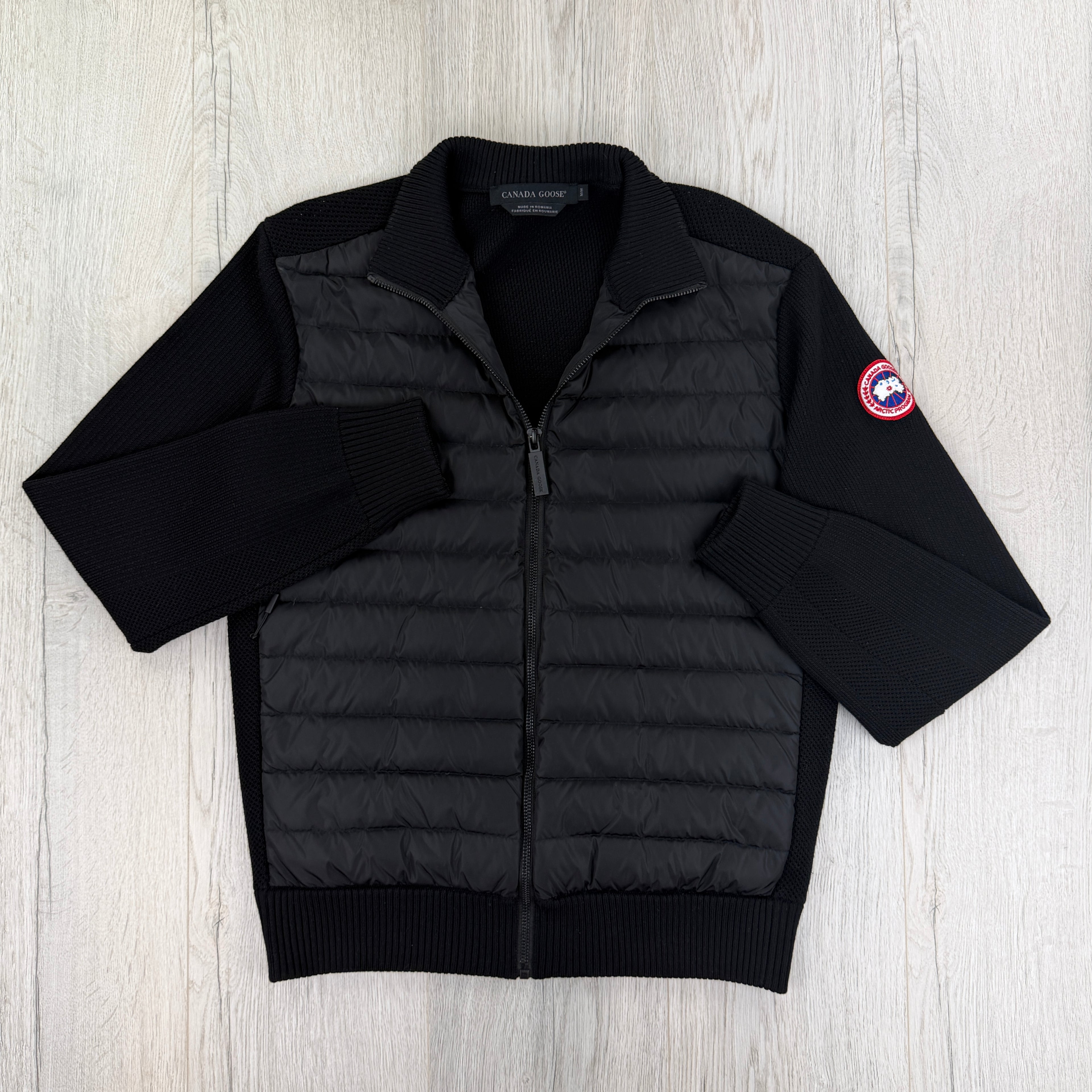 Canada Goose Men’s Black Zip-up Hybridge Knit Jacket