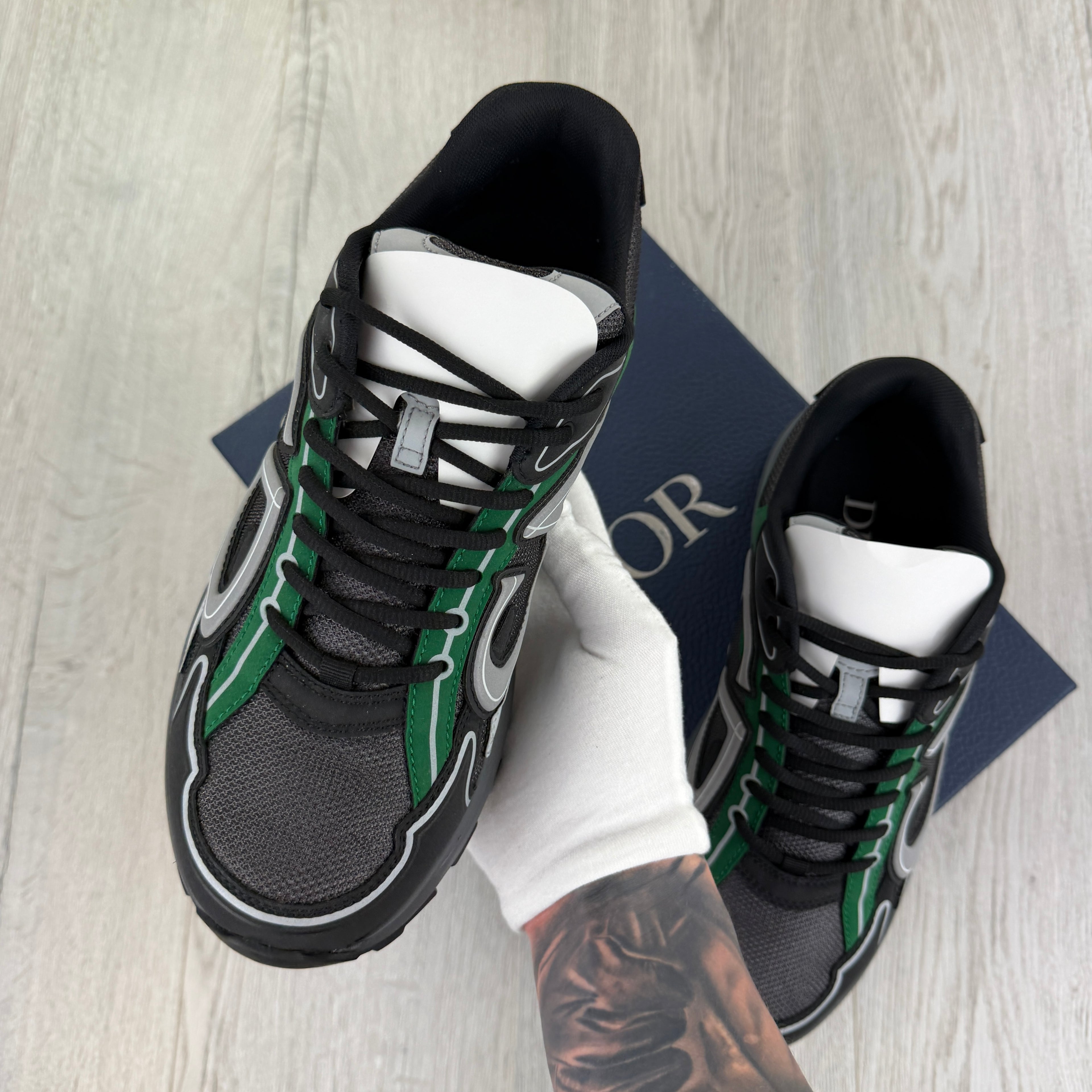 Dior B30 Men’s Black Deep Grey Green Trainers - 42 (Uk 8)