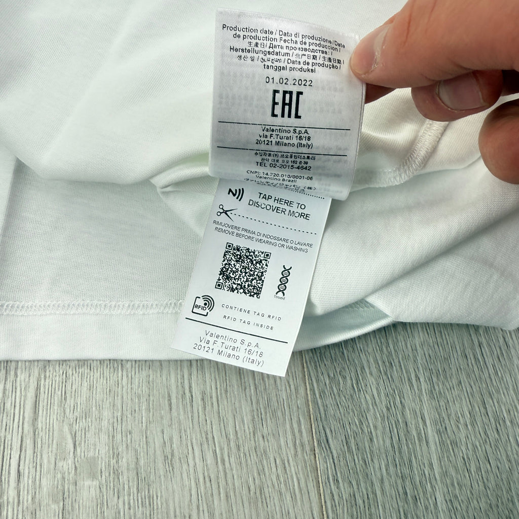 Valentino Men’s White T-shirt Coloured ‘VLTN’ Logo