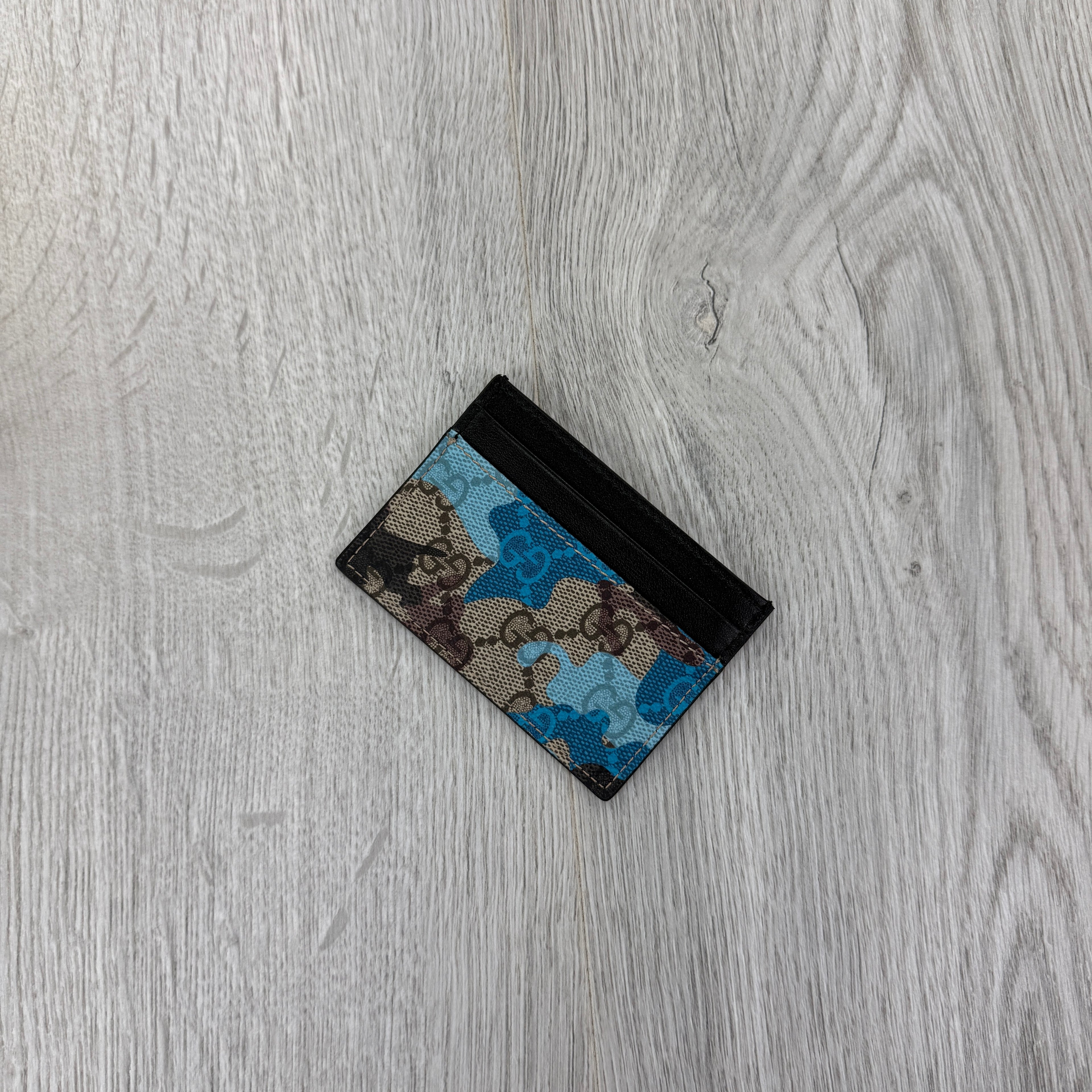 Gucci GG Blue Camo Canvas Card Holder