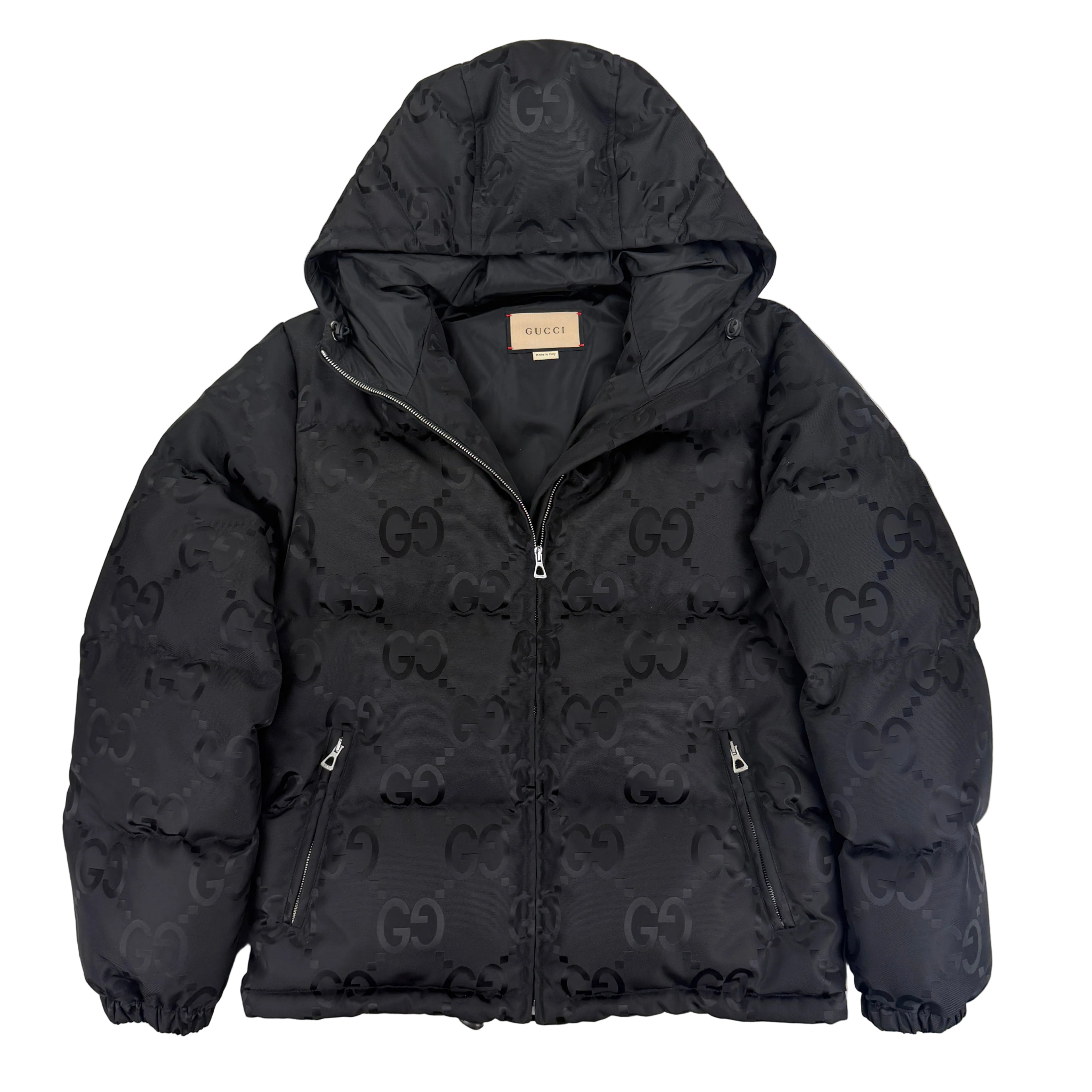 Gucci Men’s Jumbo GG Hooded Jacquard Nylon Puffer Jacket - Size 44 (Small)