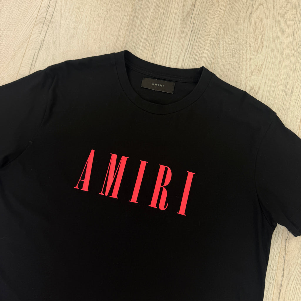 Amiri Men’s Black T-shirt Red Logo - Medium