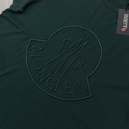 Moncler Men’s Green Front Embroidered Logo T-shirt - Large Slim