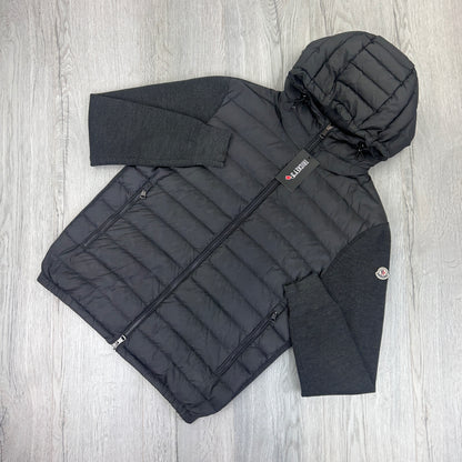 Moncler Men’s Dark Grey Padded & Knitted Maglia Hoodie - XL Slim