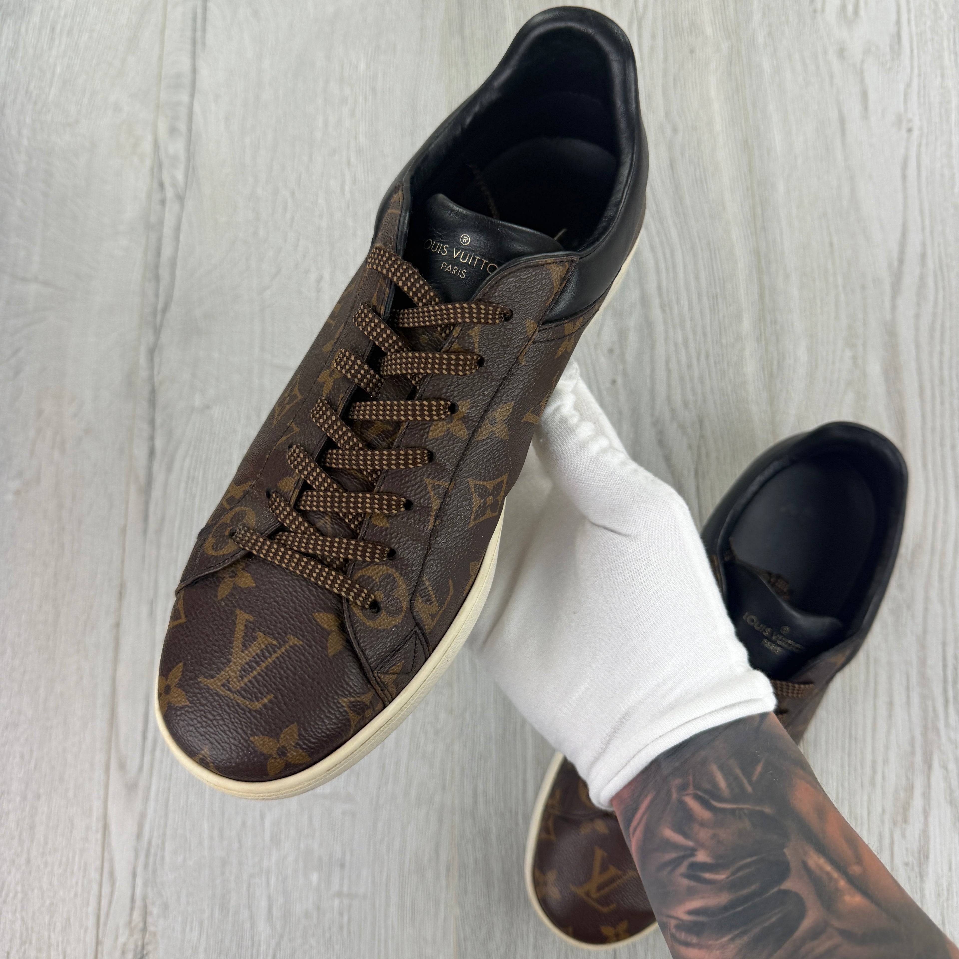 Louis Vuitton Men’s Brown Monogram Low Leather Sneakers - Uk 9