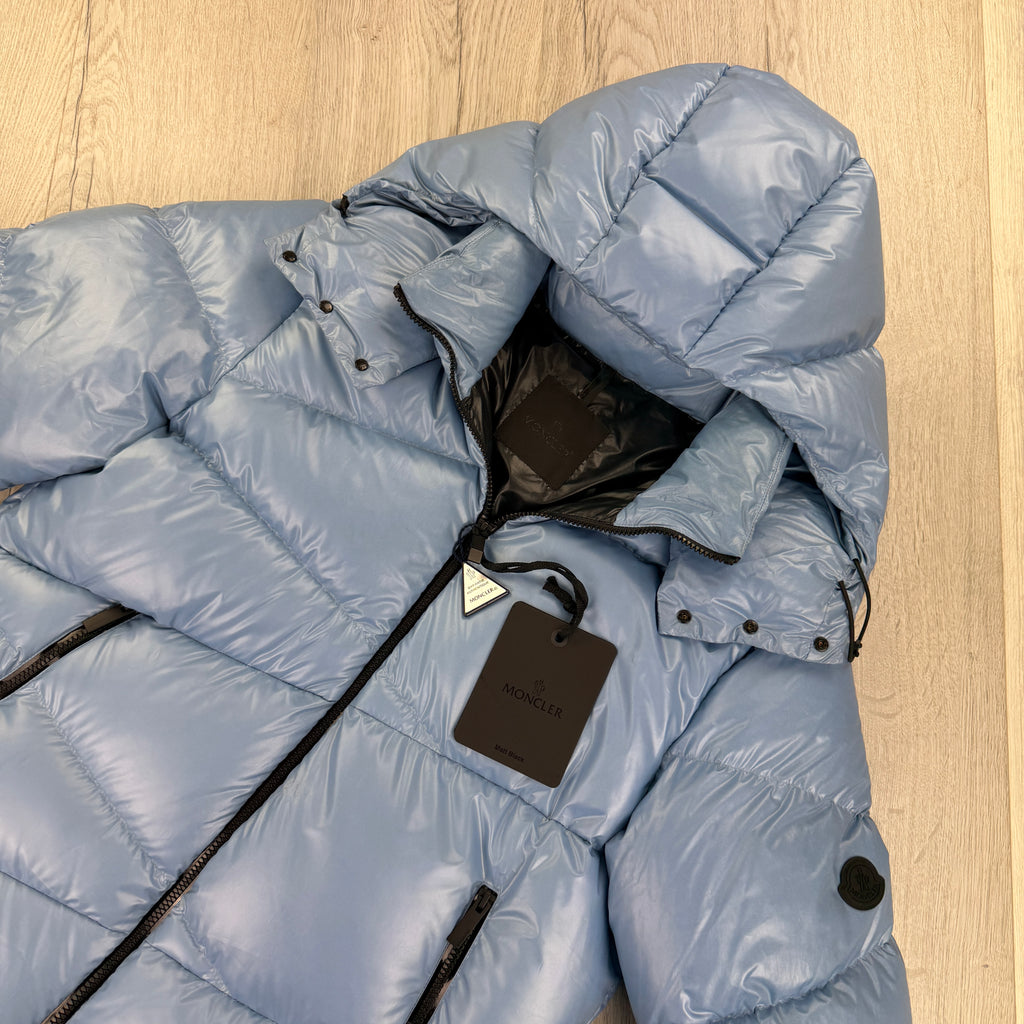 Moncler Men’s Yonne Baby Blue Black Badge Zip-up Down Jacket