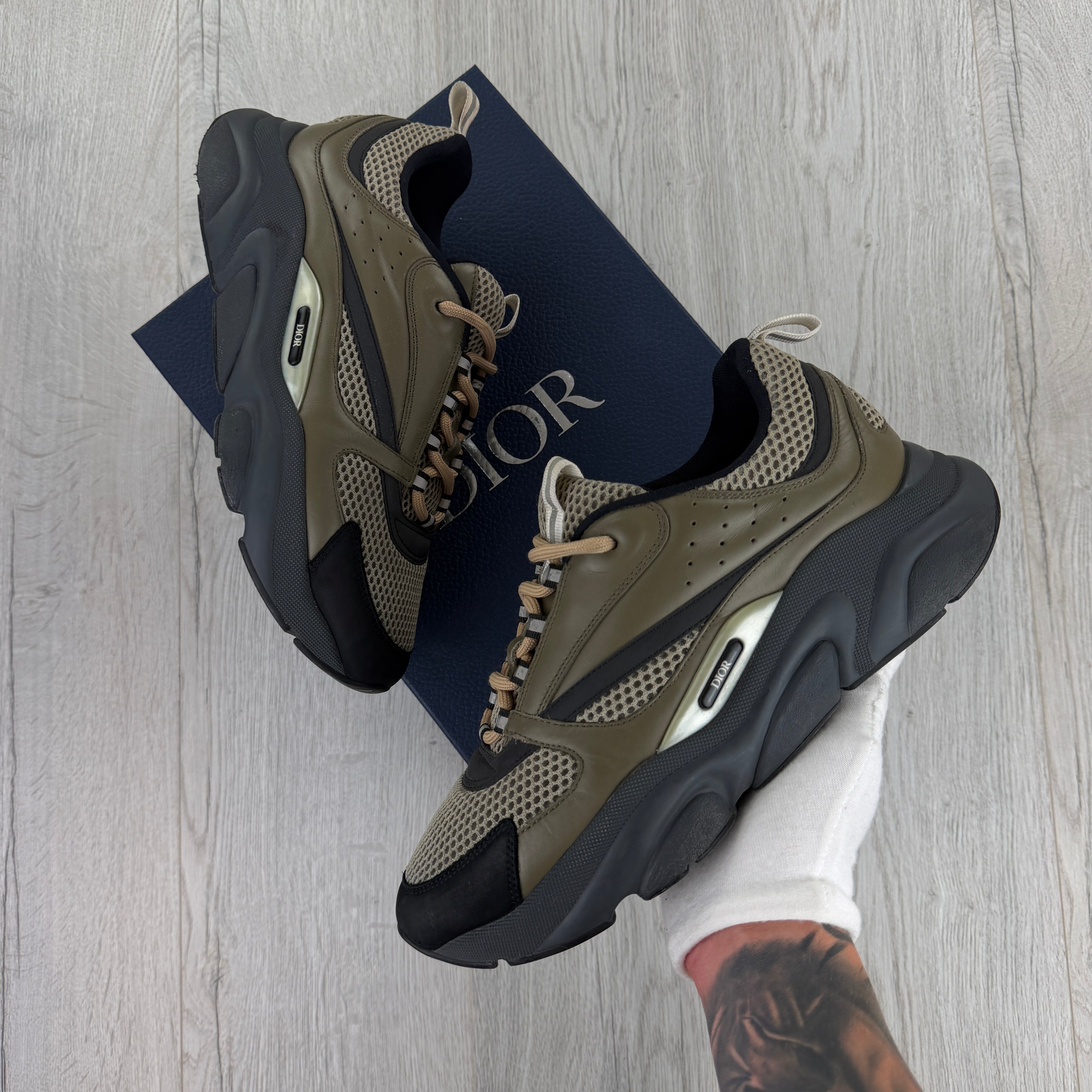 Dior B22 Men’s Khaki Grey Runners - 44 (Fit 9/9.5)