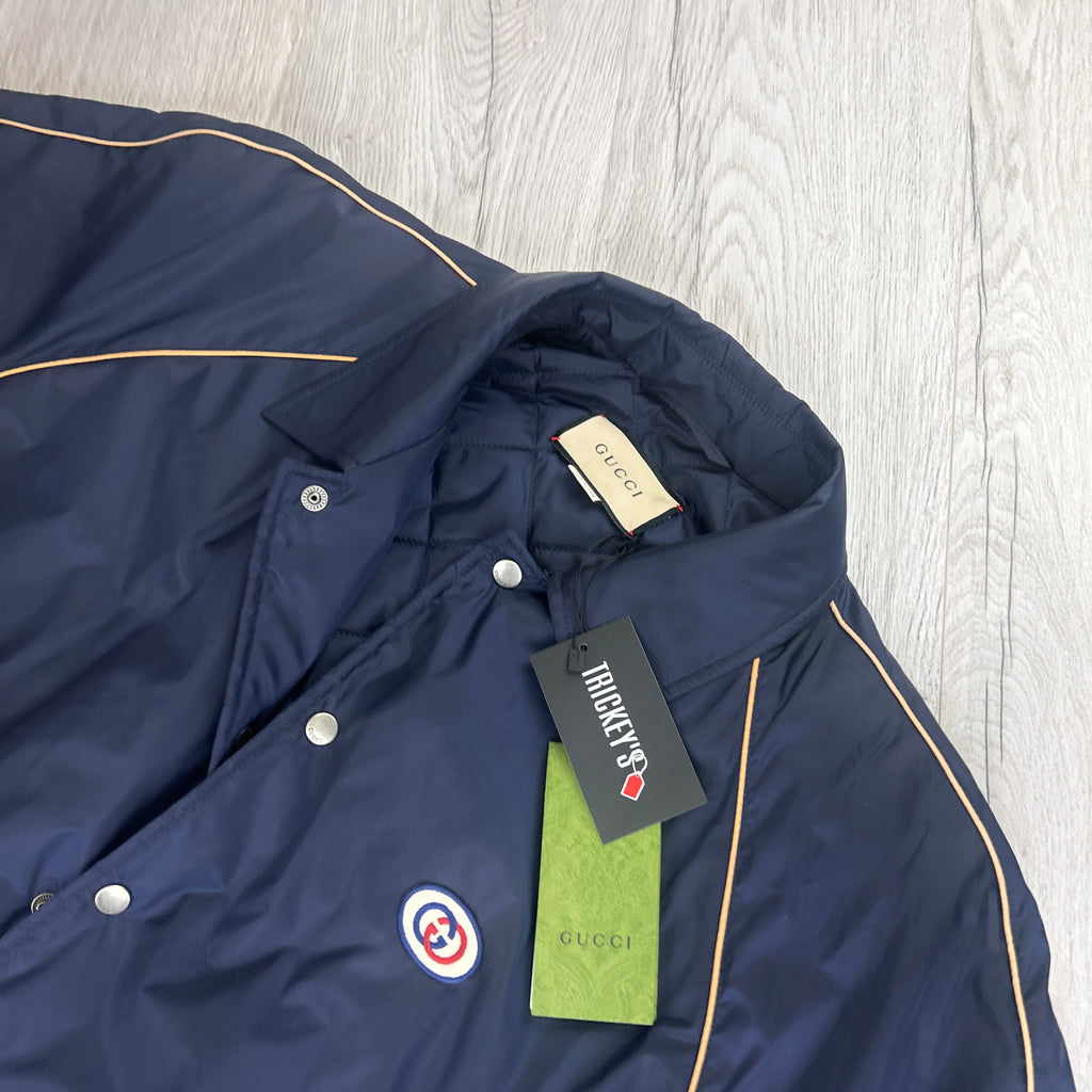 Gucci Men’s Navy Button-up Bomber Jacket - 58