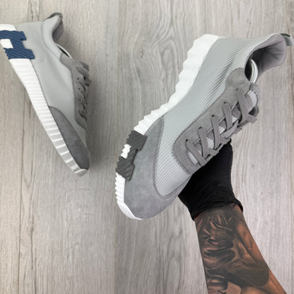 Hermes Men’s Grey Bouncing Technical Mesh and Suede Trainers - Uk 11